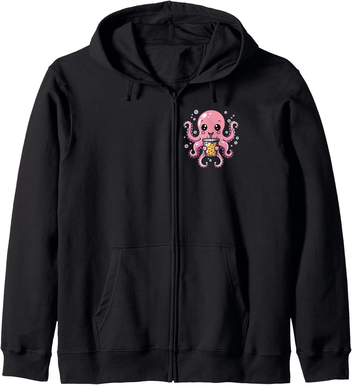 Cute Octopus Drinking Boba Milk Tea Kawaii Japanese Anime Hoodie