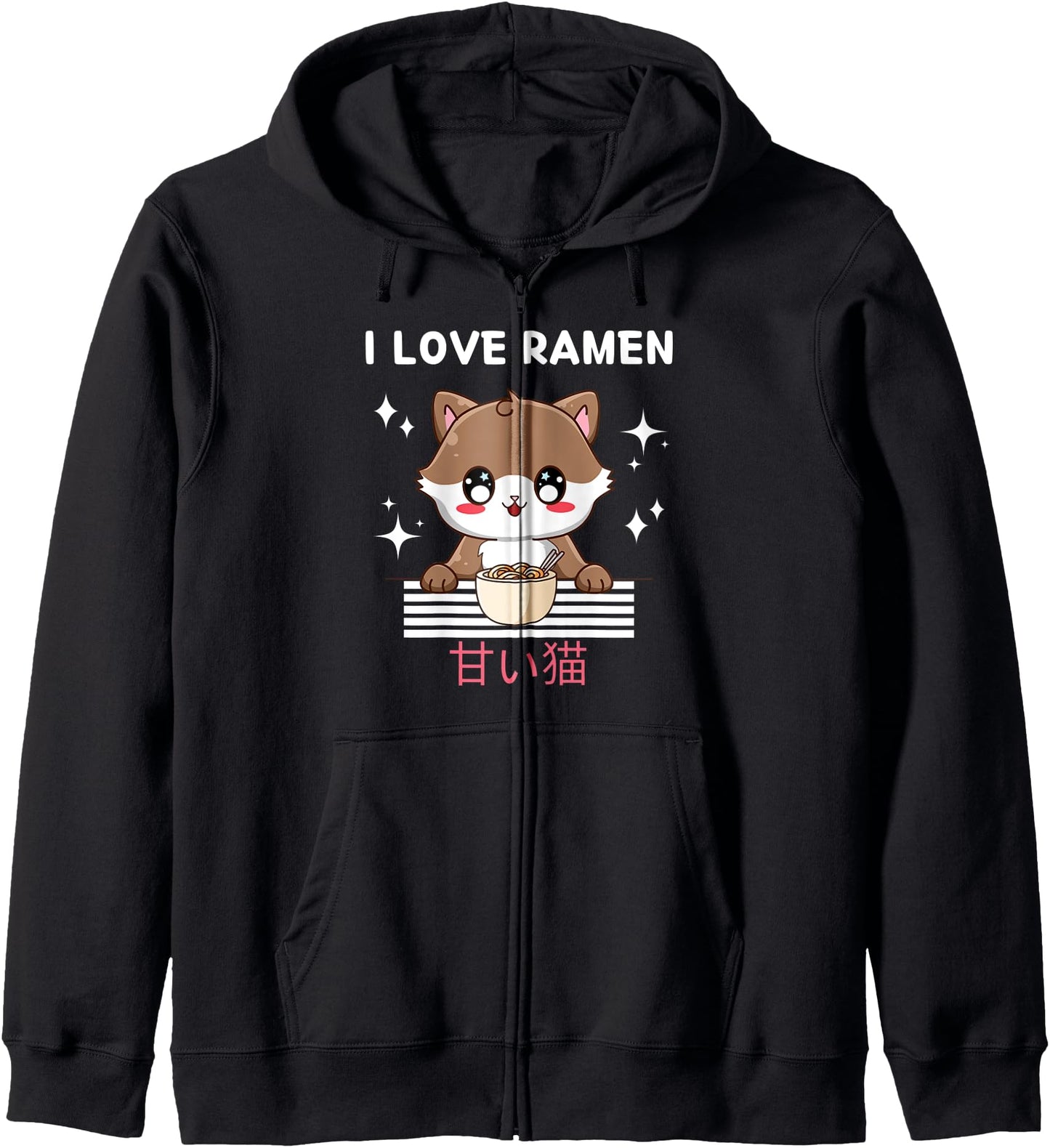 I Love Ramen Cute Kawaii Cats Eats Ramen Japanese Anime Hoodie
