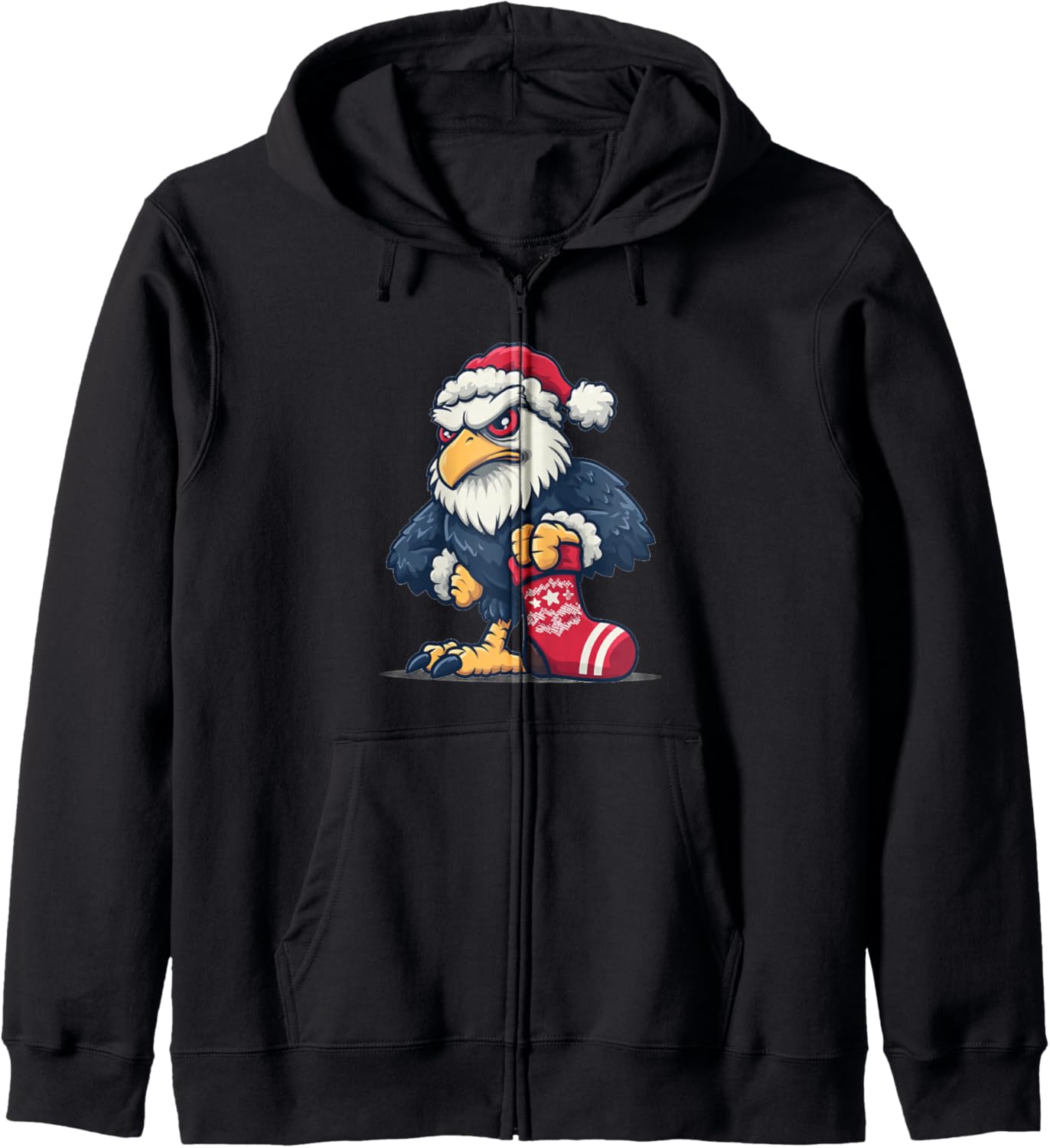 Christmas Eagle with Festive Sock for USA Xmas Lovers Zip Hoodie