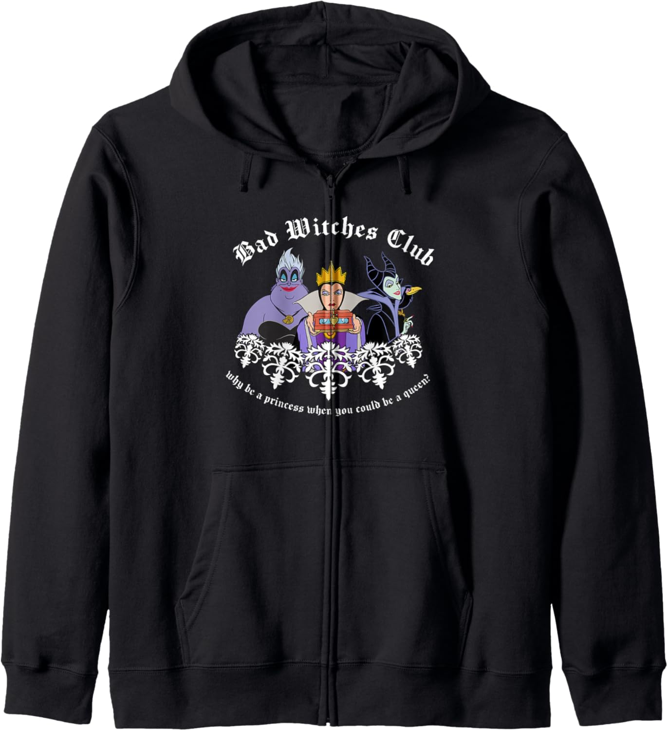 Disney Villains Bad Witches Club Epic Group Shot Chest Logo Zip Hoodie