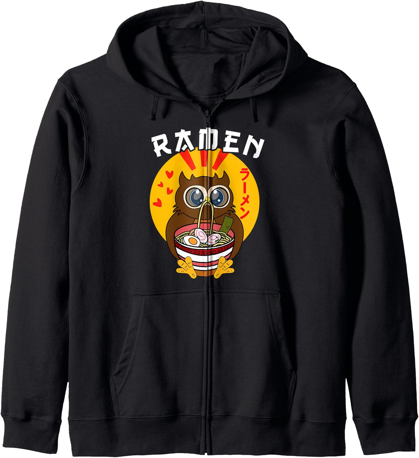 Kawaii Ramen Bowl Cute Anime Owl Japanese Noodles Zip Hoodie