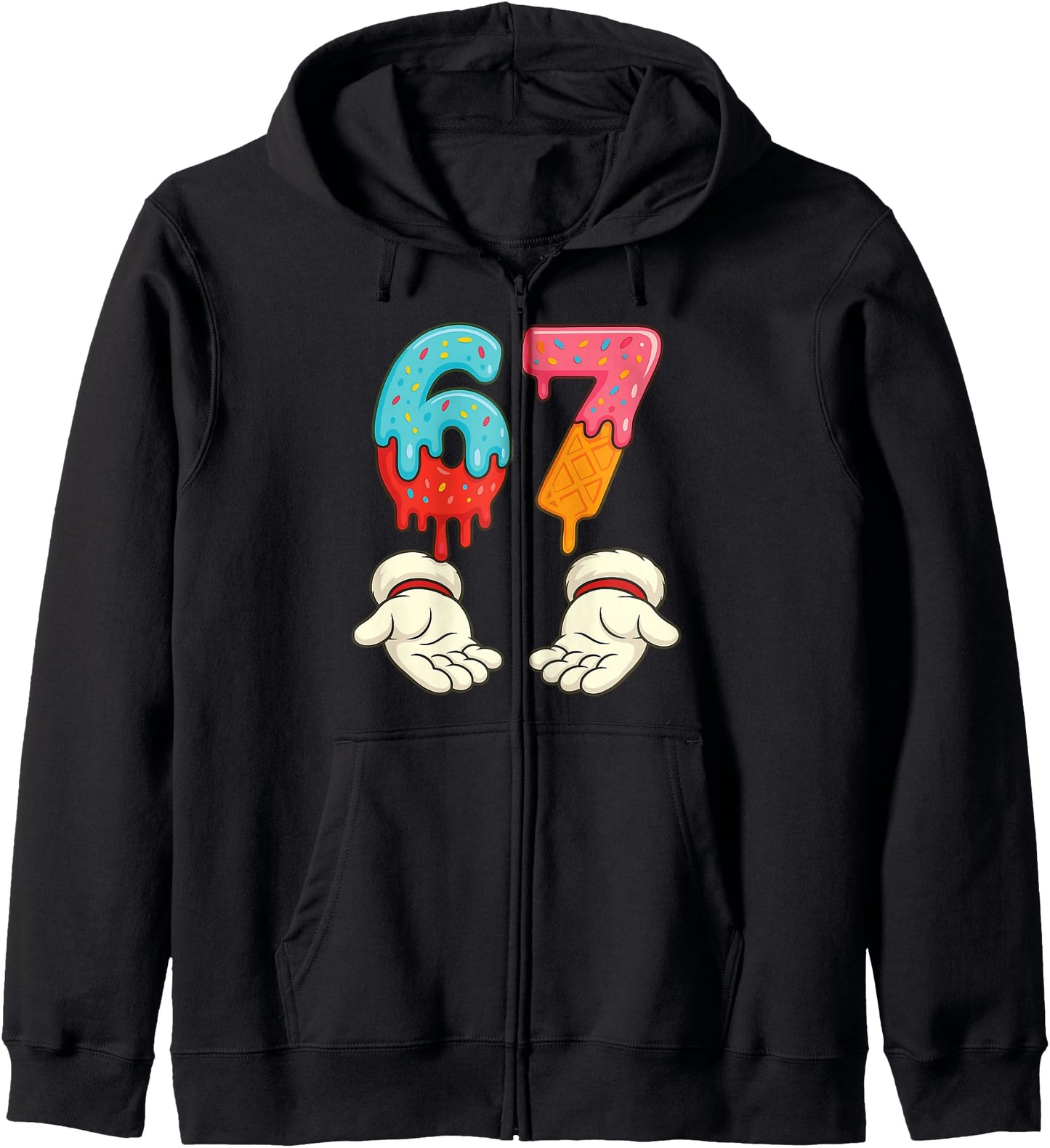 Funny Six Seven 6 7 Meme Christmas Ice Cream Drip Xmas Santa Zip Hoodie