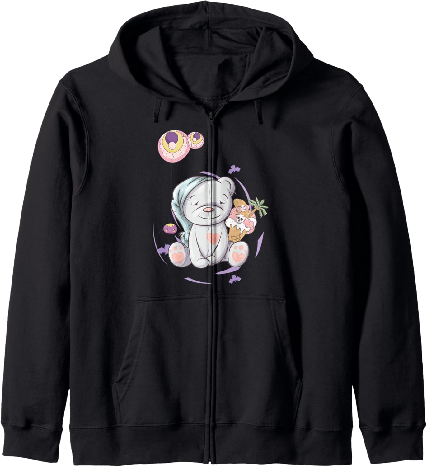 Alt Aesthetic Pastel Goth Sleepy Bear Vaporwave Anime Zip Hoodie