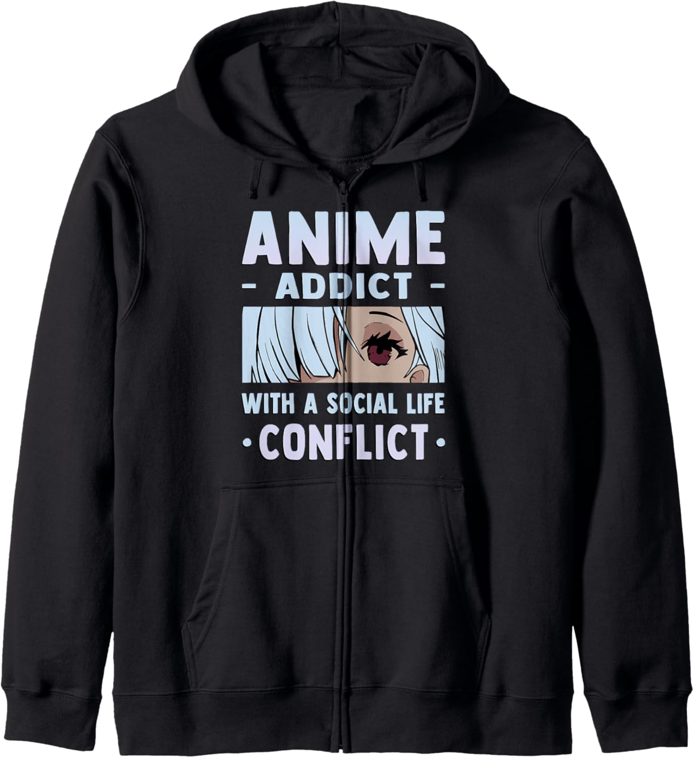 Anime Addict With A Social Life Conflict - Otaku Anime Lover Zip Hoodie