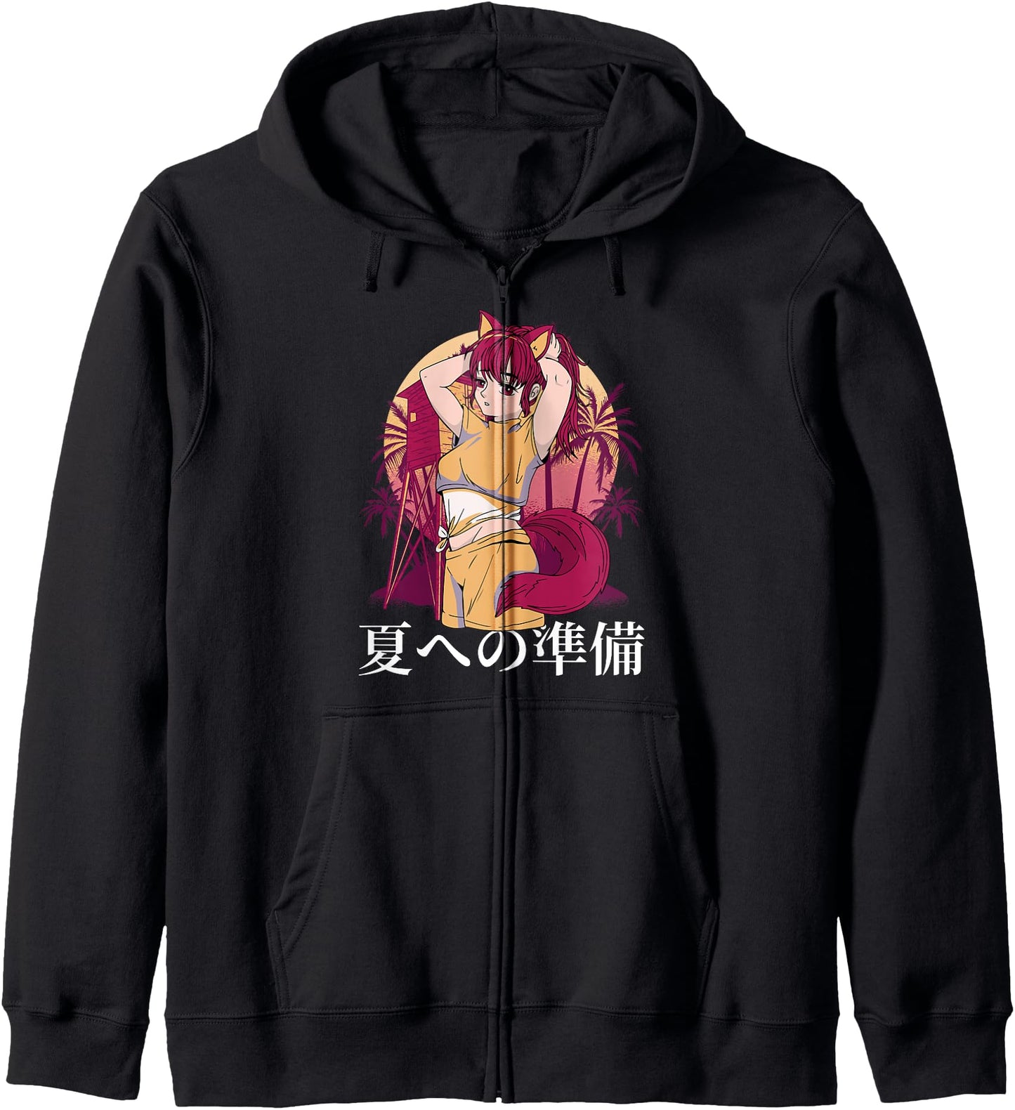 Kawaii Otaku Anime - Ready For Summer - Japanese Aesthetics Zip Hoodie