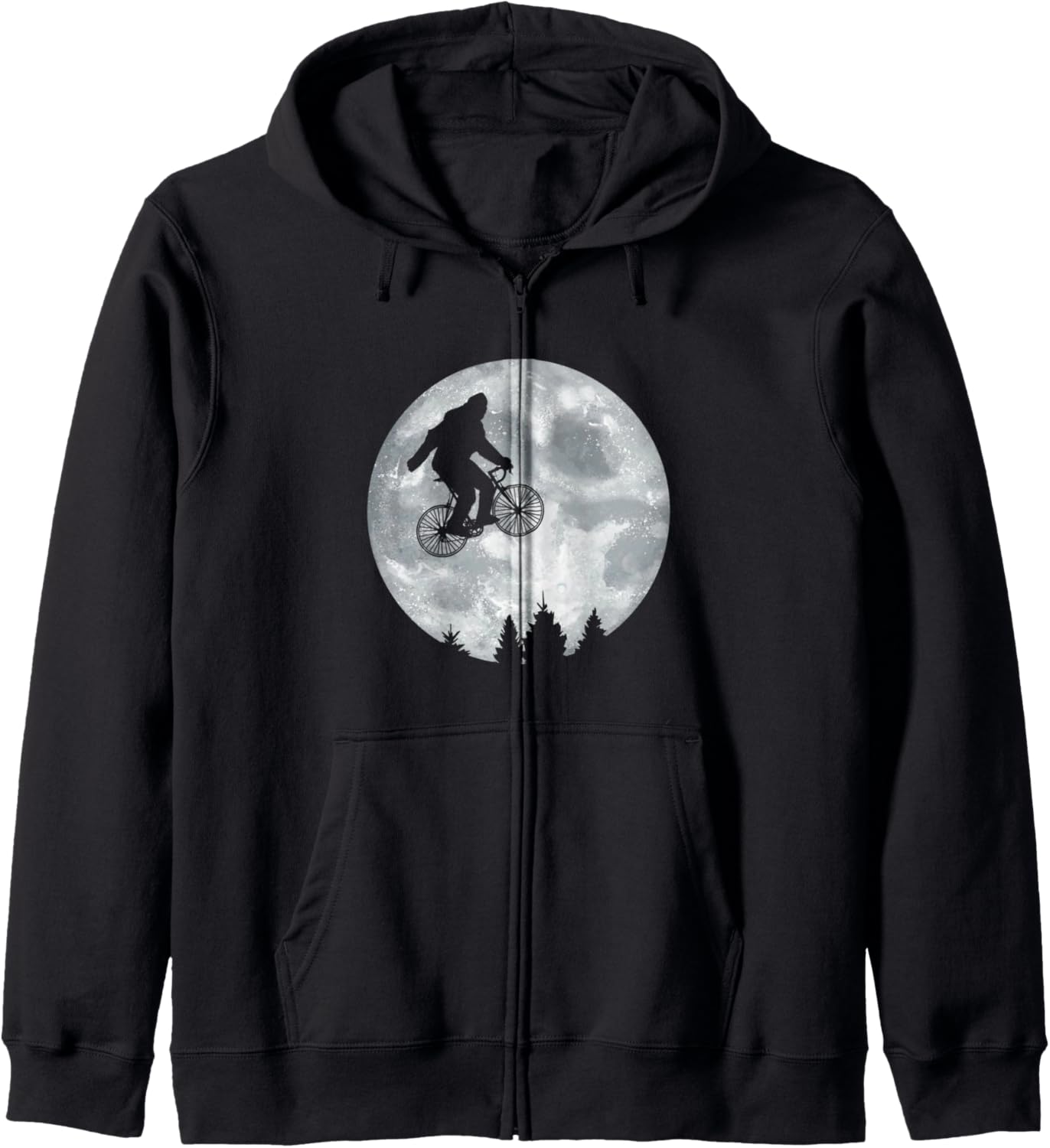 YETI Riding Moon Bike Halloween Lunar Cycling Bigfoot Zip Hoodie