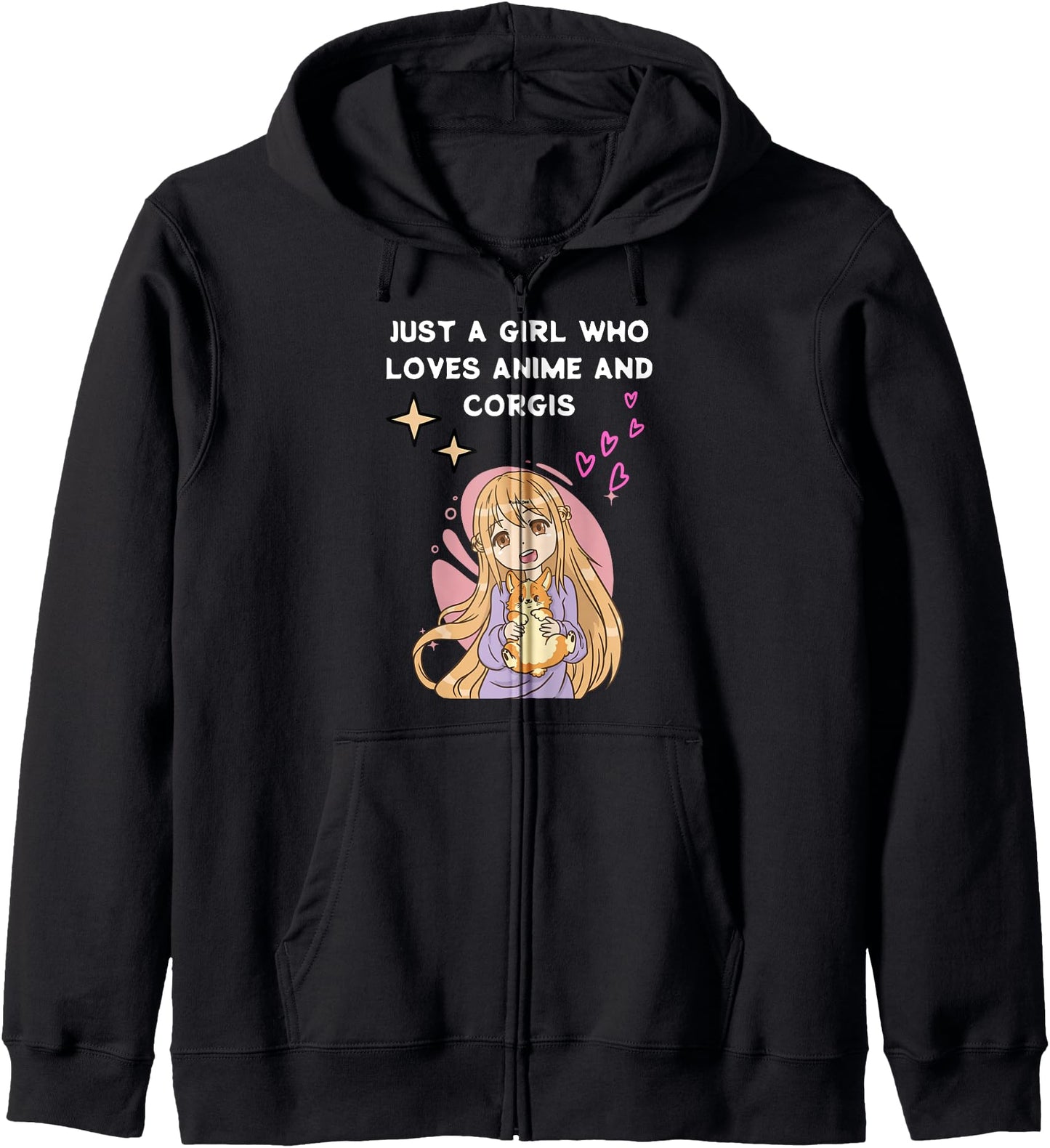 Just a girl who loves anime and corgis Anime Manga Hoodie