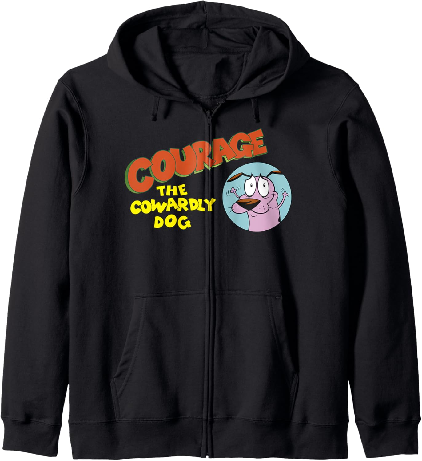 Courage the Cowardly Dog Retro Vintage Portrait & Logo Zip Hoodie