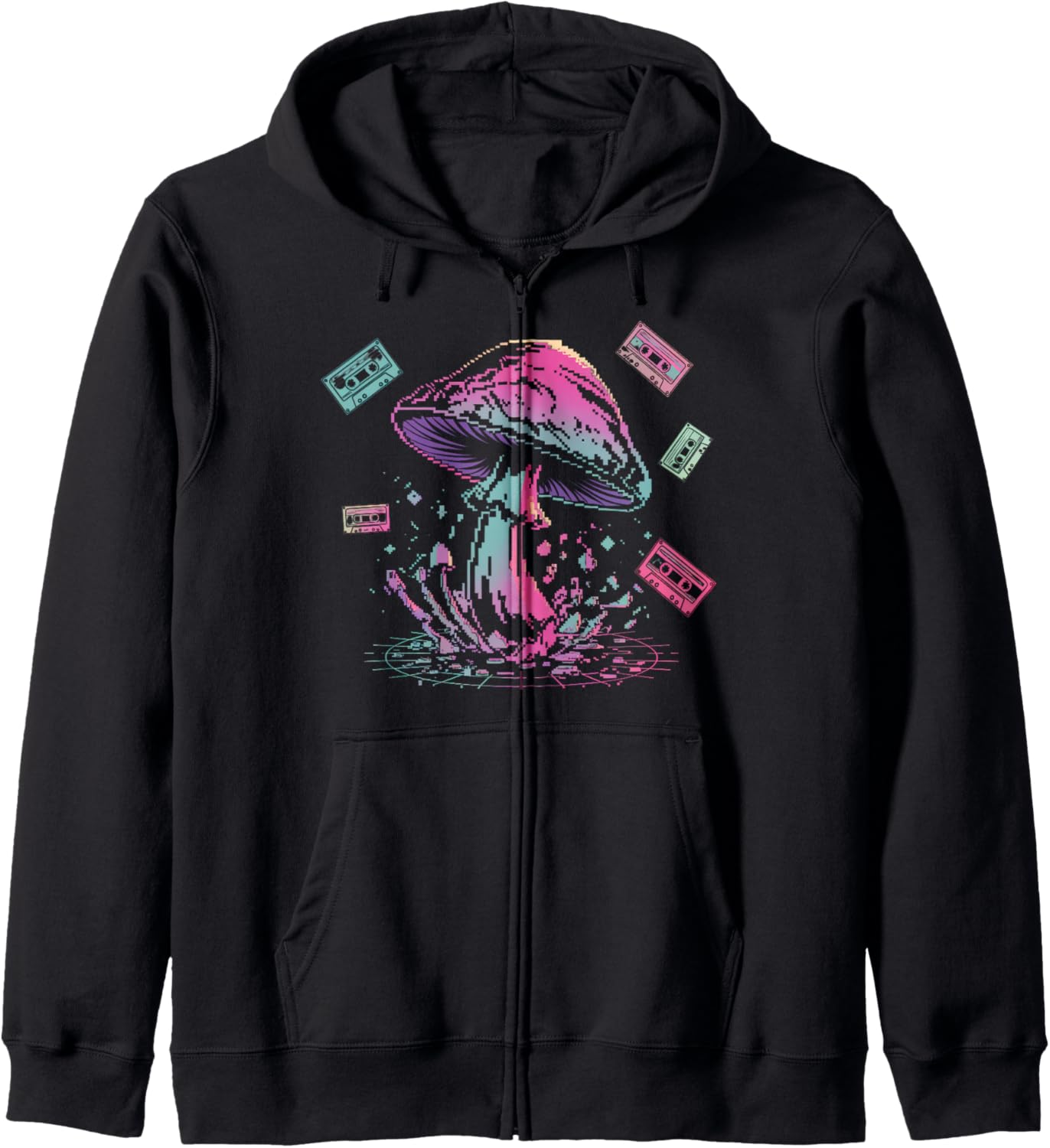 Mushroom Tshirt Psychedelic Rave Edm Trippy DJ Festival Men Zip Hoodie