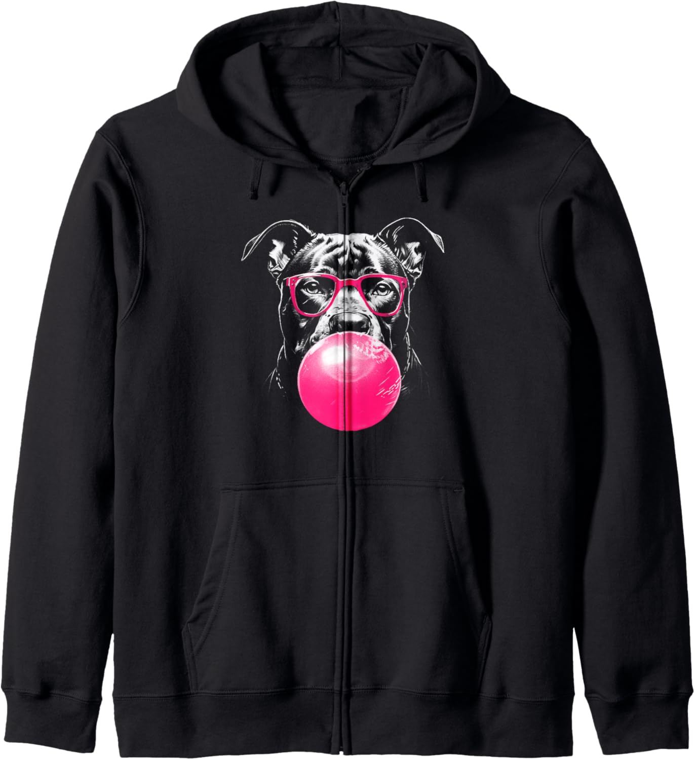 Pitbull dog with bubble gum dog mom & dad pet cute puppy Zip Hoodie