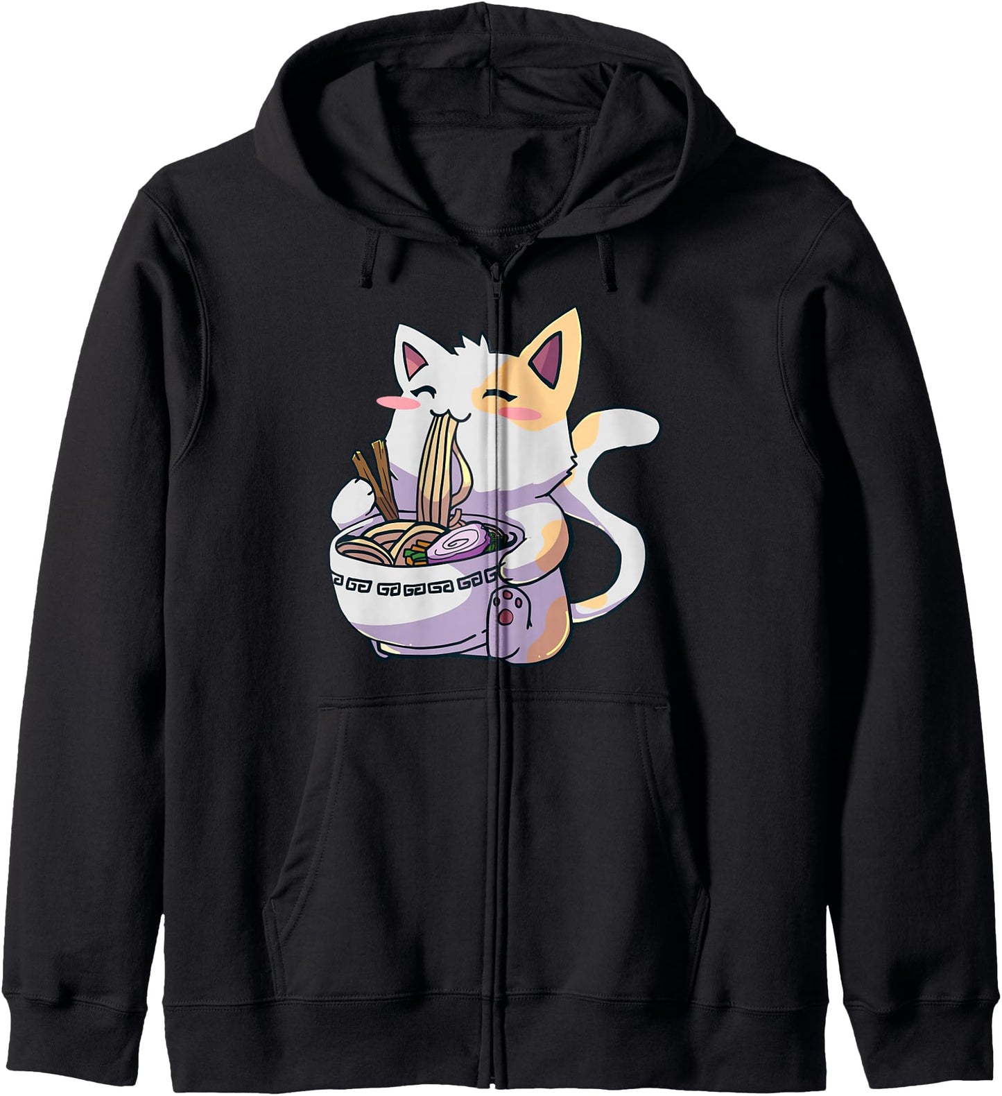 Ramen Cat Kawaii Anime Japanese Kawaii Neko Zip Hoodie