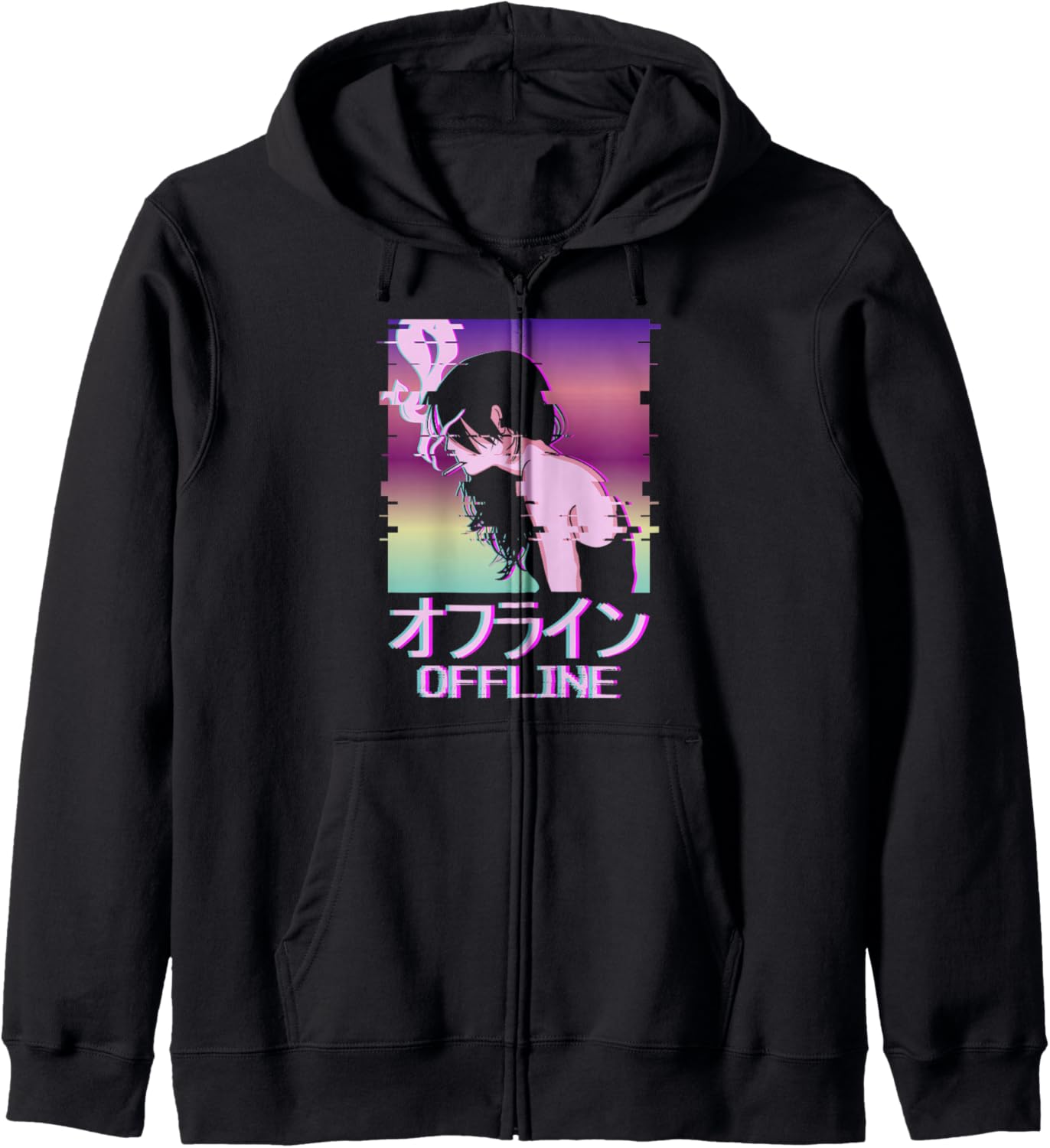 Offline Japanese Vaporwave Alt Indie Aesthetic Anime Girl Hoodie