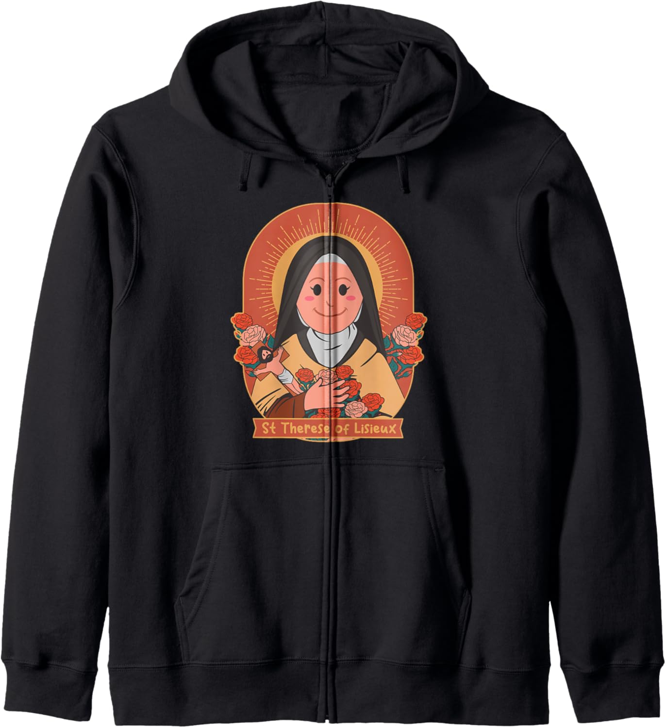 St Therese of Lisieux Flower Rose Christian Catholic Saint Zip Hoodie