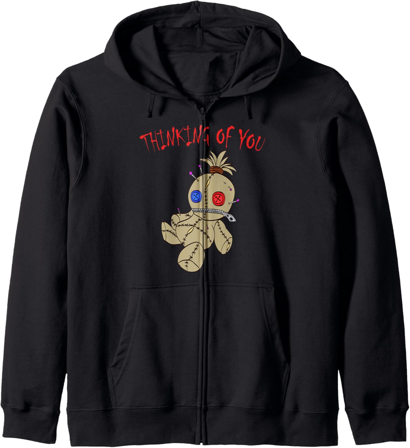 Thinking of You Voodoo Doll Gift Witchcraft Spells Dolls Zip Hoodie