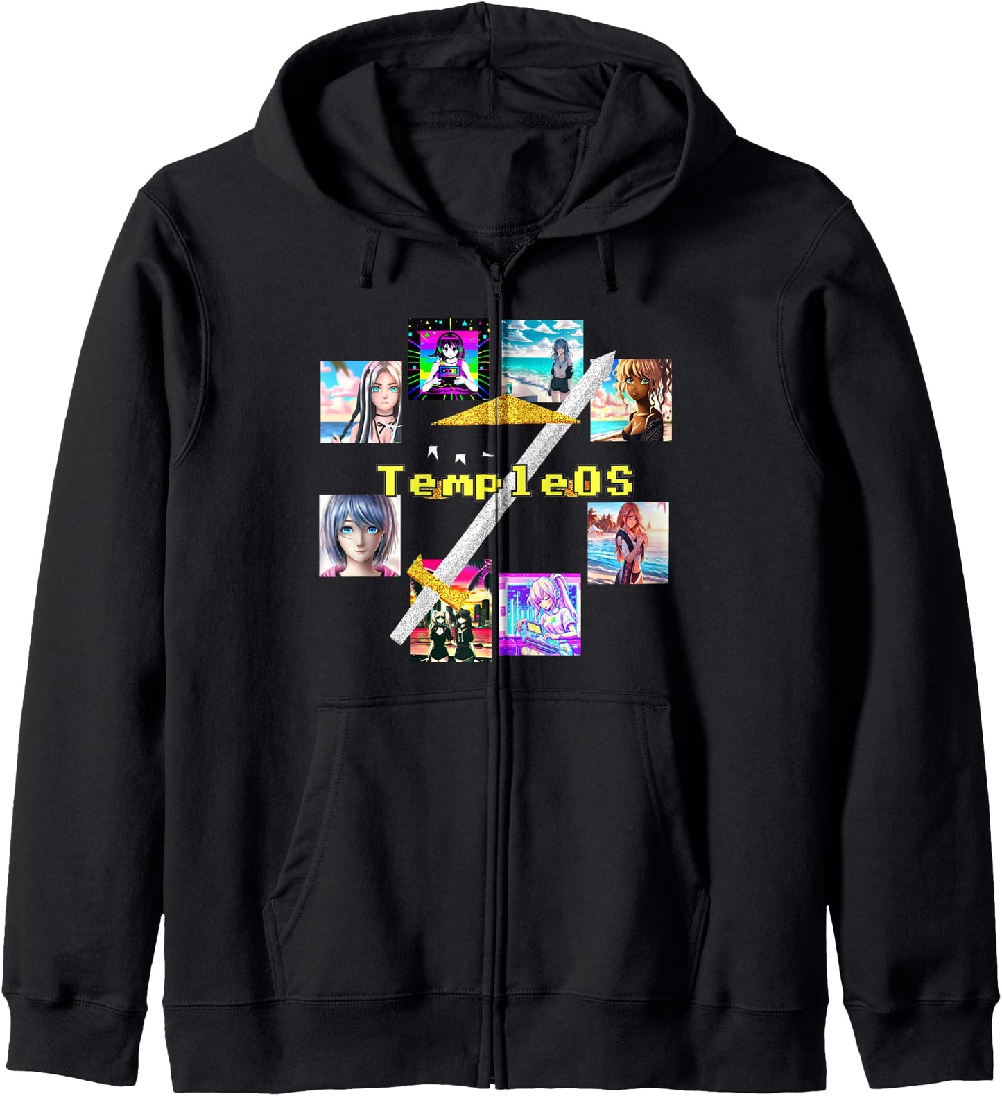 TempleOS Programmer Cred, With Anime Characters. Hoodie