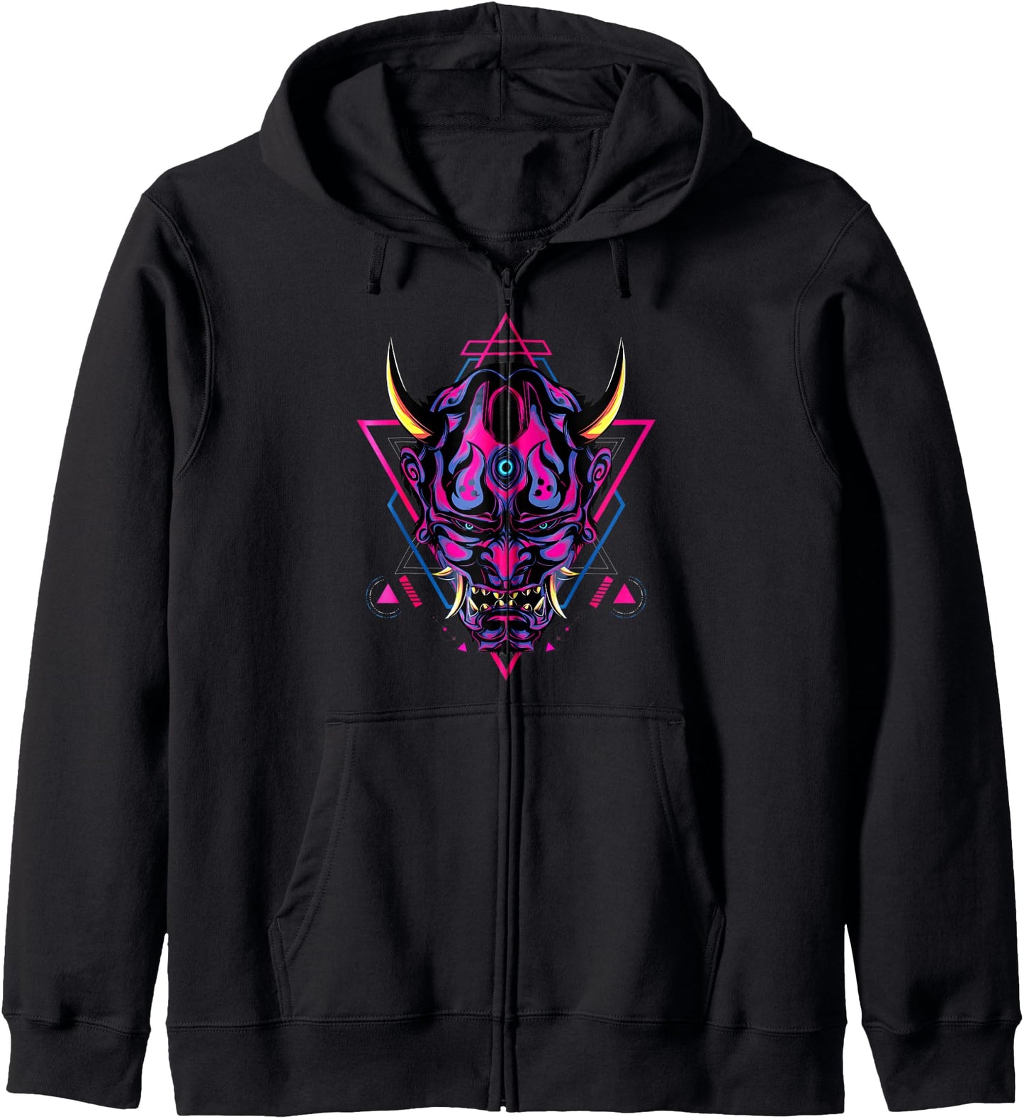 Samurai Demon Oni Akuma Mask Bushido Spirit Japanese Zip Hoodie