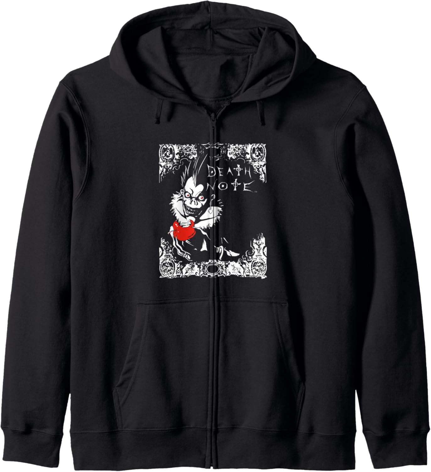 Death Note Ryuk Apple and Logo Filigree Anime Zip Hoodie