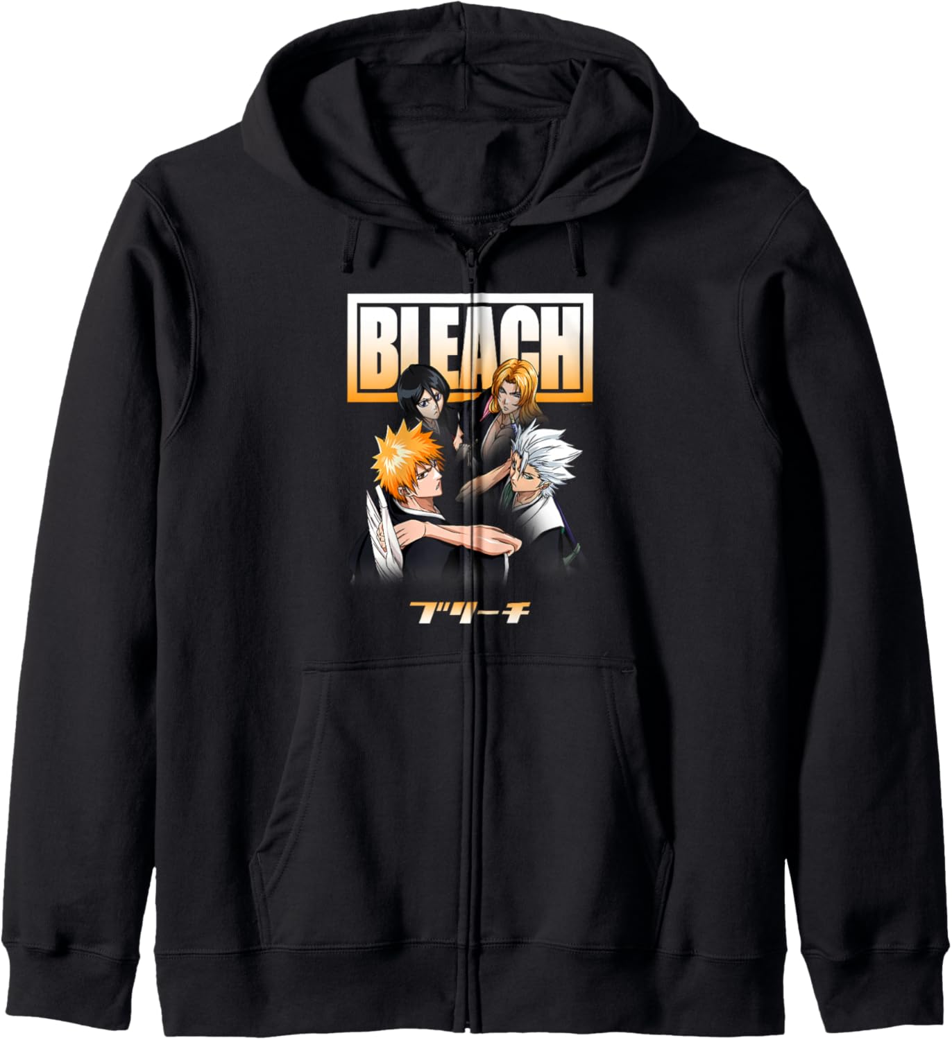 Bleach Cast and Ombre Logo Anime Zip Hoodie