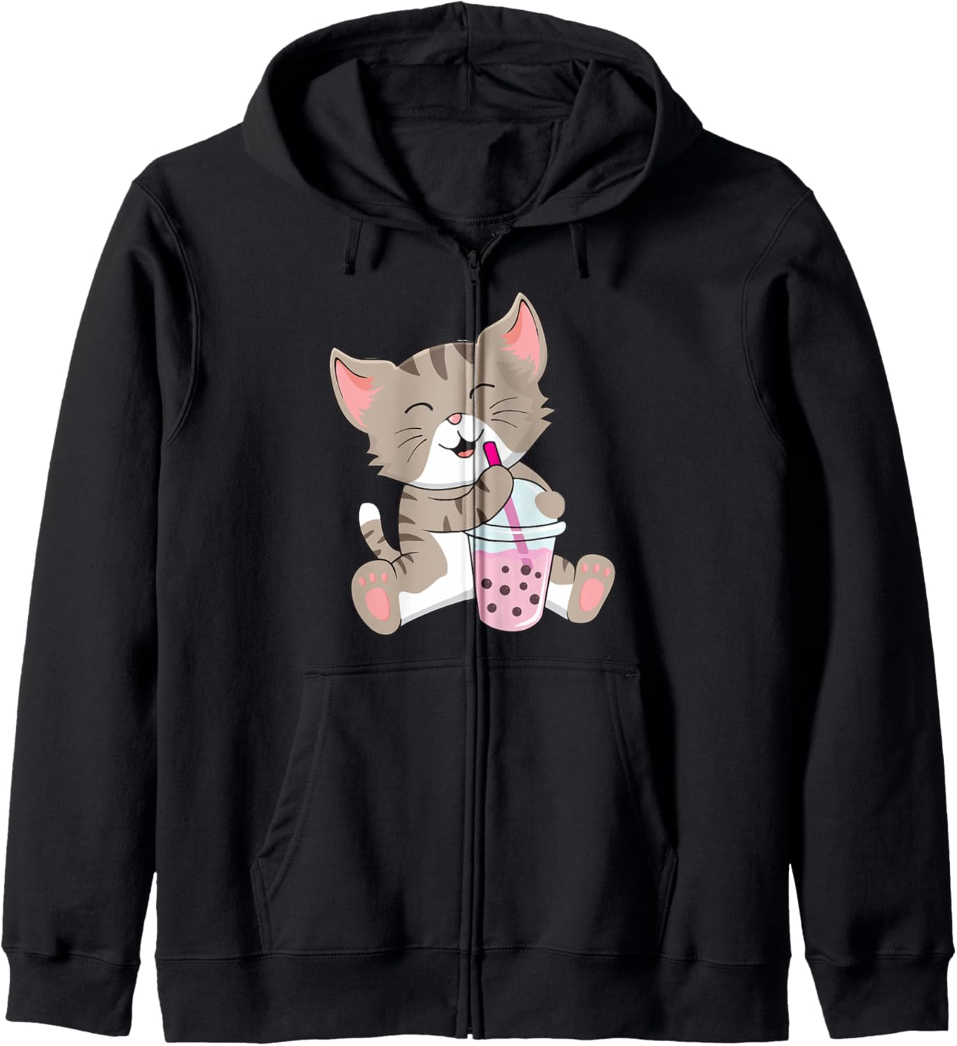 Cute Cat Boba Tea Bubble Neko Kawaii Anime Youth Girls Teen Hoodie