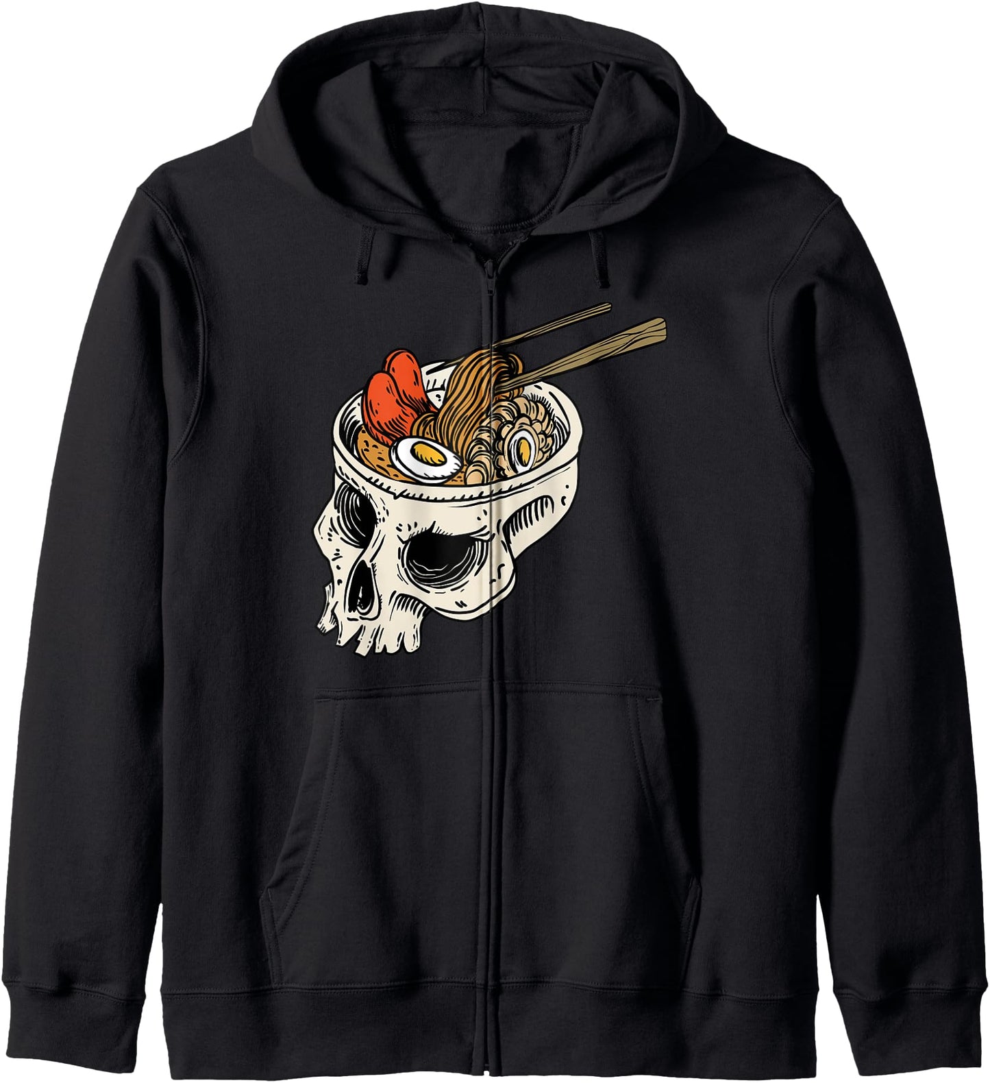 Vintage Japanese Ramen Noodles Skull Brain Funny Cute Anime Hoodie