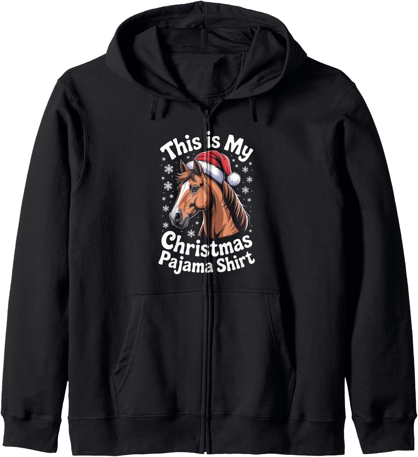 Funny Horse Rider Christmas Pajama Equestrian Xmas Zip Hoodie