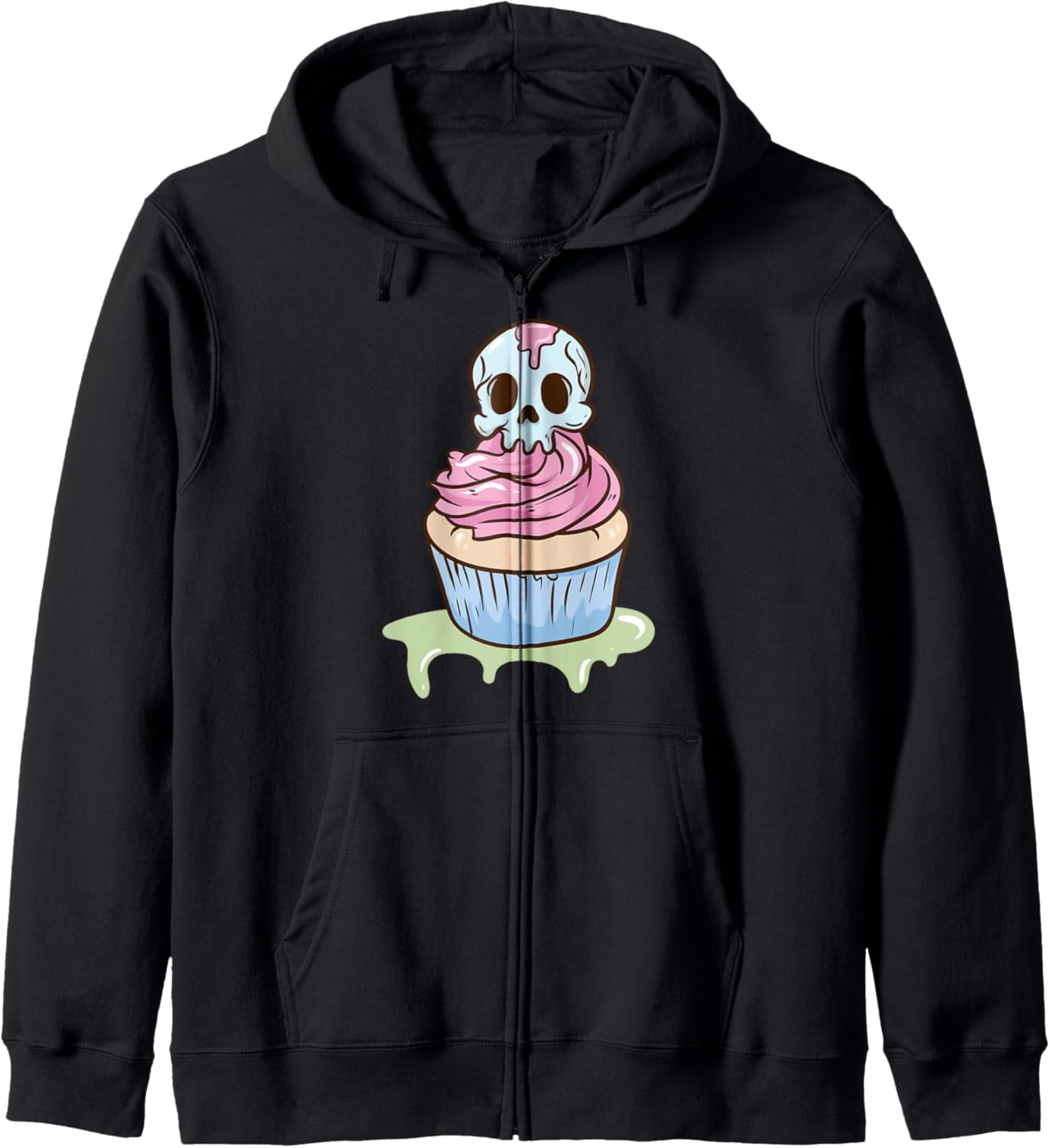 Spooky Skull Cupcake - Cute Pastel Goth Kawaii Anime Hoodie