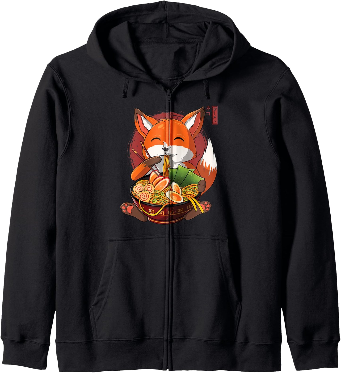Kawaii Ramen Fox, Japanese Neko Noodle Funny Anime Fox Hoodie