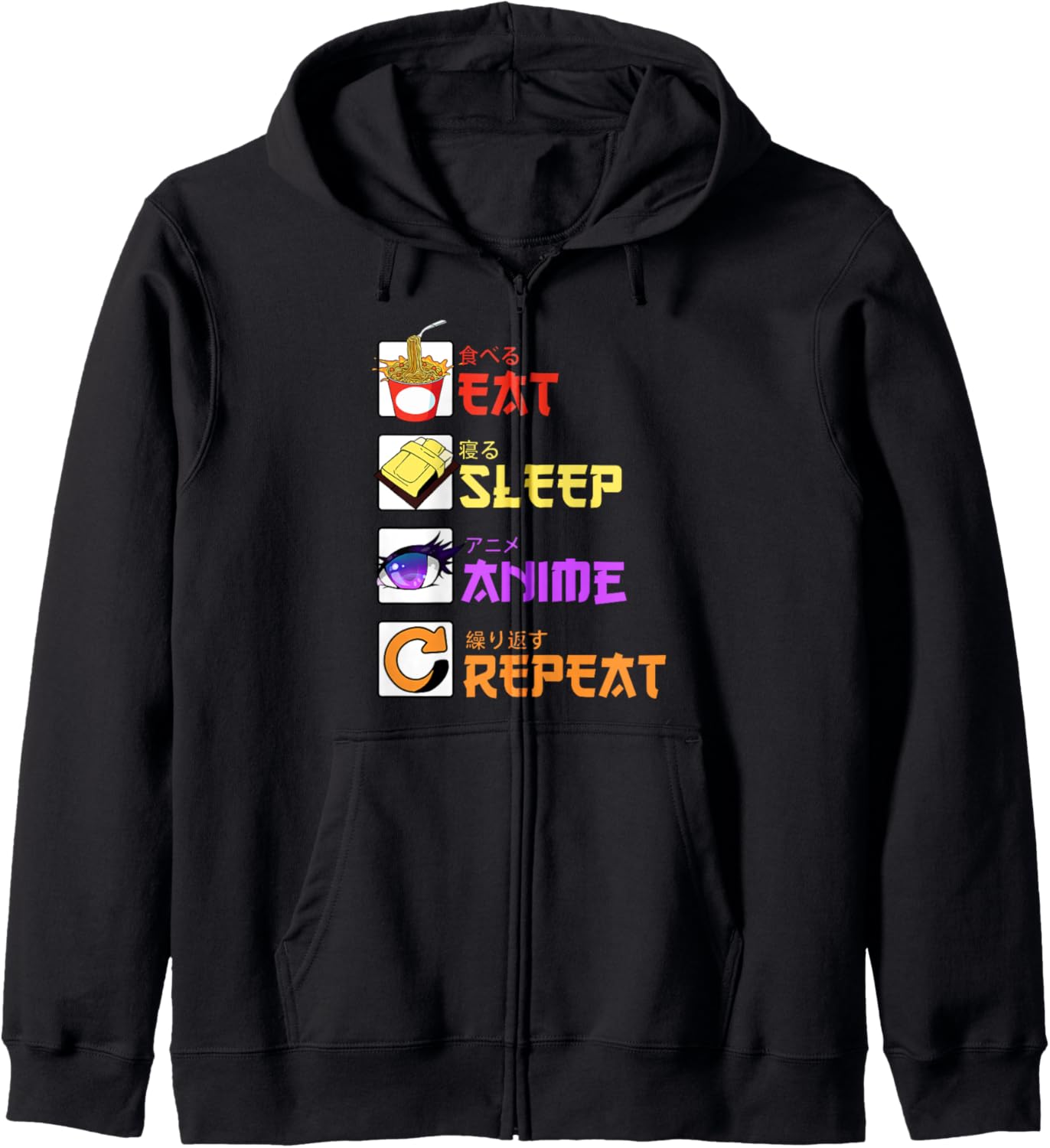 Eat Sleep Anime Repeat Kawaii Otaku Japanese Anime Manga Hoodie