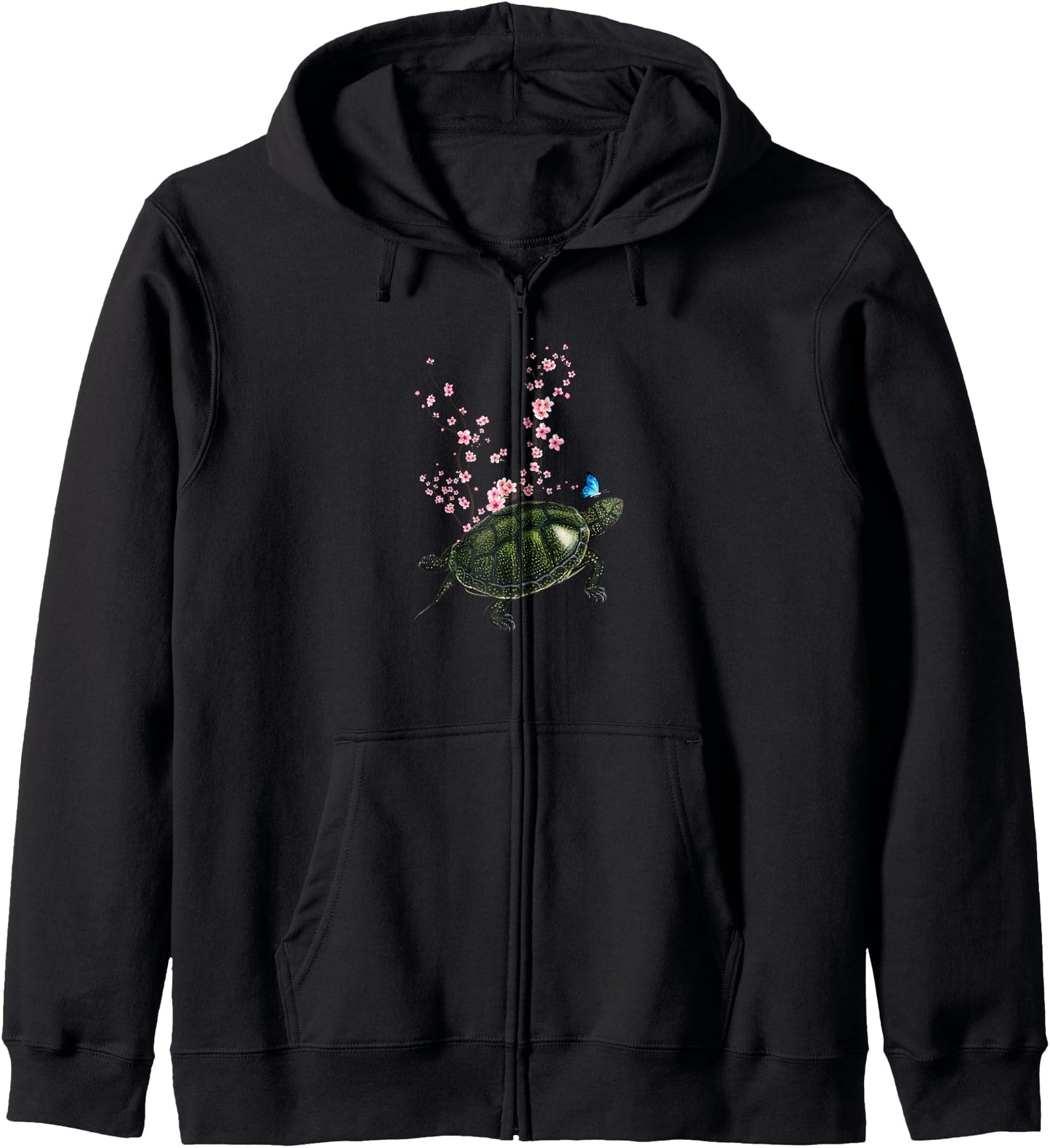 Japan Sakura Cherry Blossom Pond Turtle Japanese Zip Hoodie