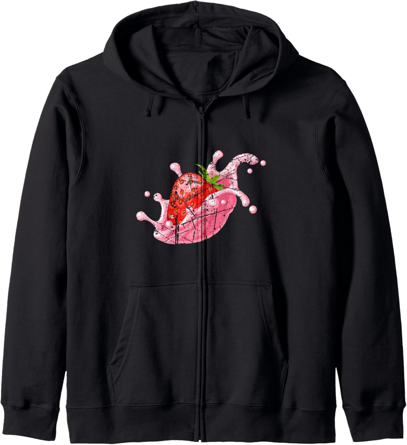 Cute Japanese Kawaii Strawberry In Pink Milk Anime Zip Hoodie