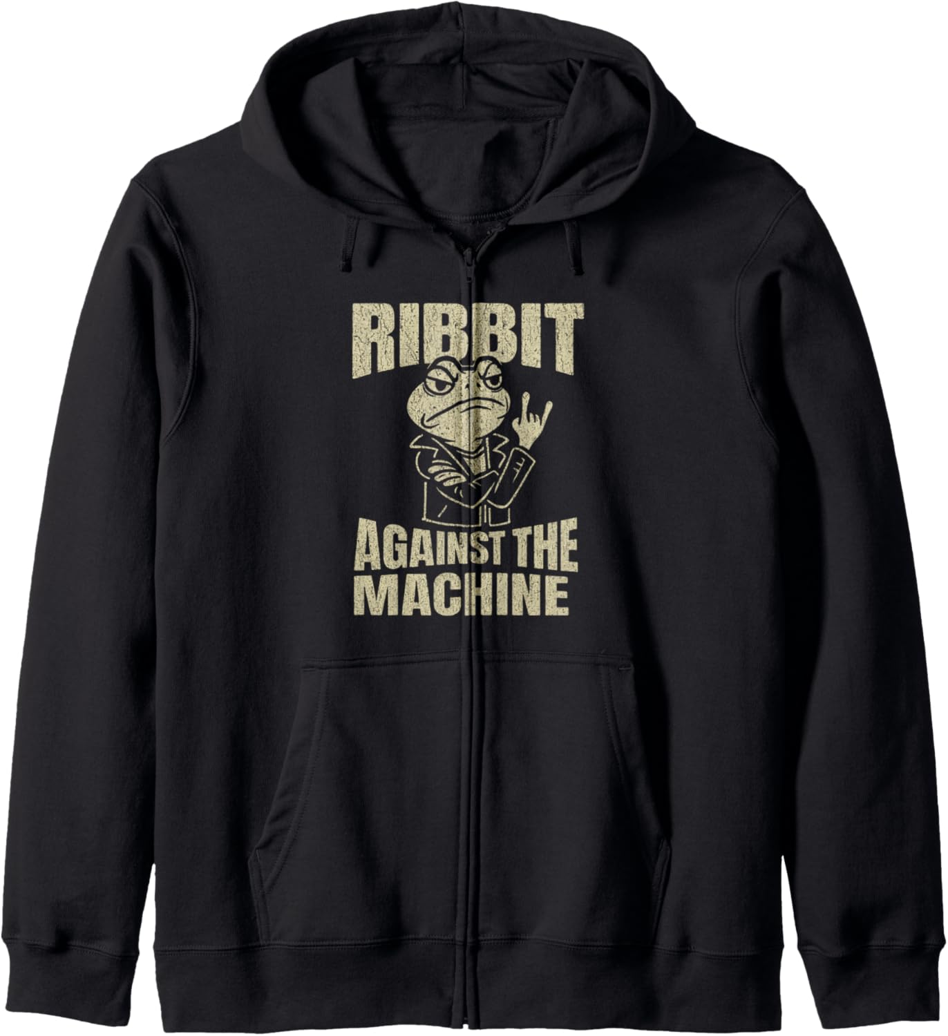 Ribbit Against the Machine Funny portland frog resist Zip Hoodie