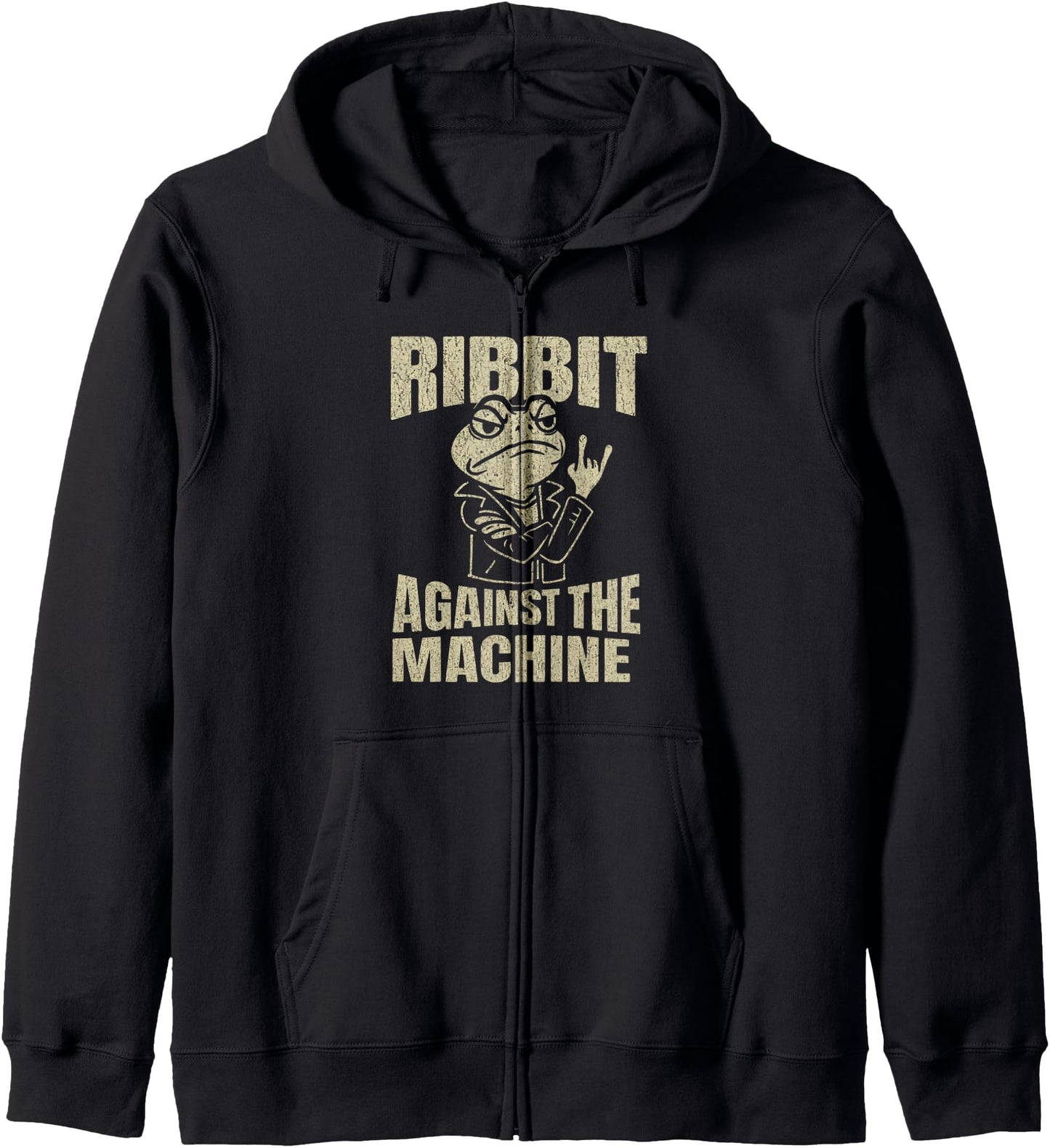 Ribbit Against the Machine Funny portland frog resist Zip Hoodie