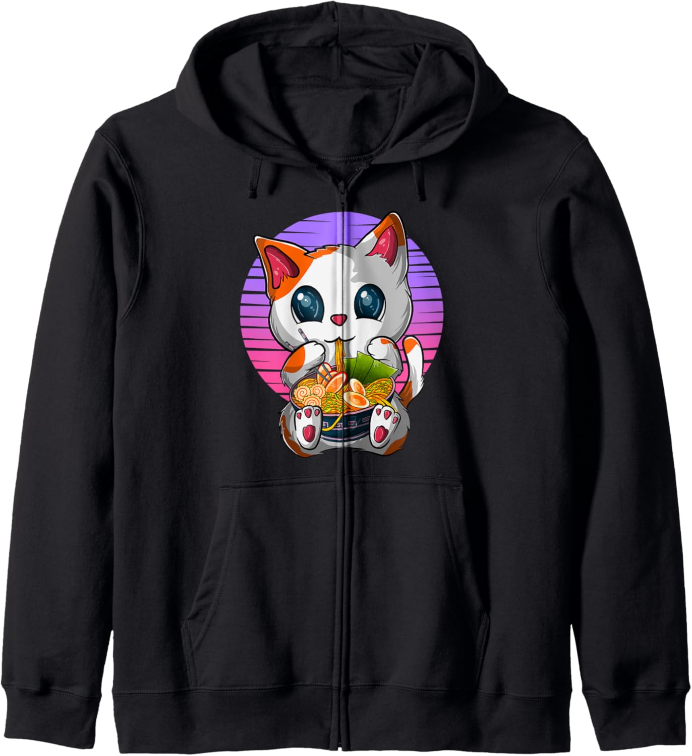 Kawaii Ramen Cat, Japanese Neko Noodle Funny Anime Cat Hoodie