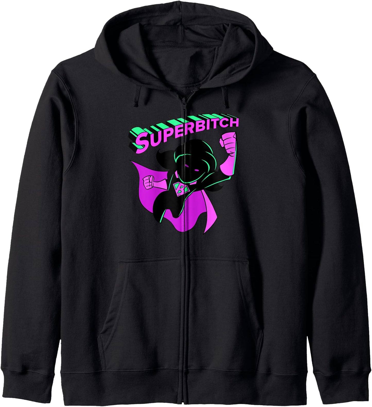 SuperBitch Funny SuperHero Comic Book Character Title Zip Hoodie