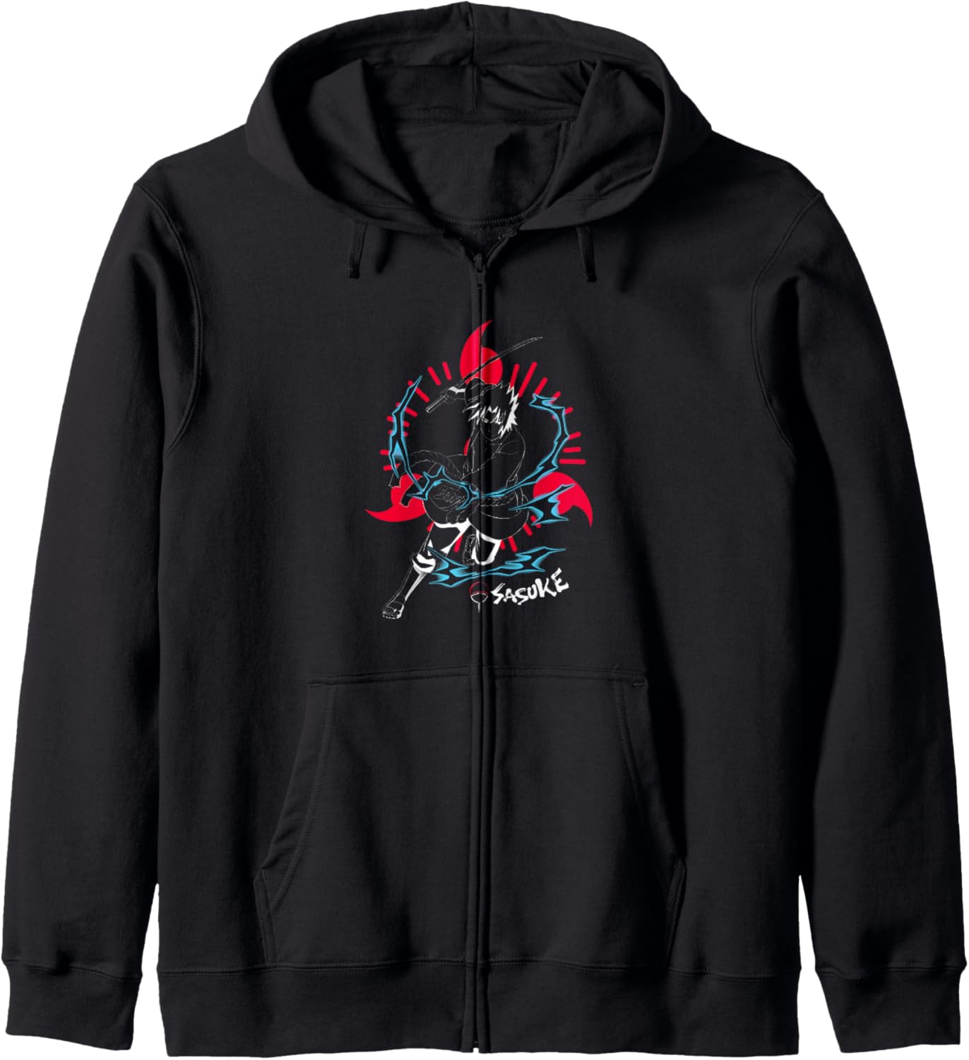 Naruto Shippuden Sasuke Inverted with Sharingan Anime Zip Hoodie