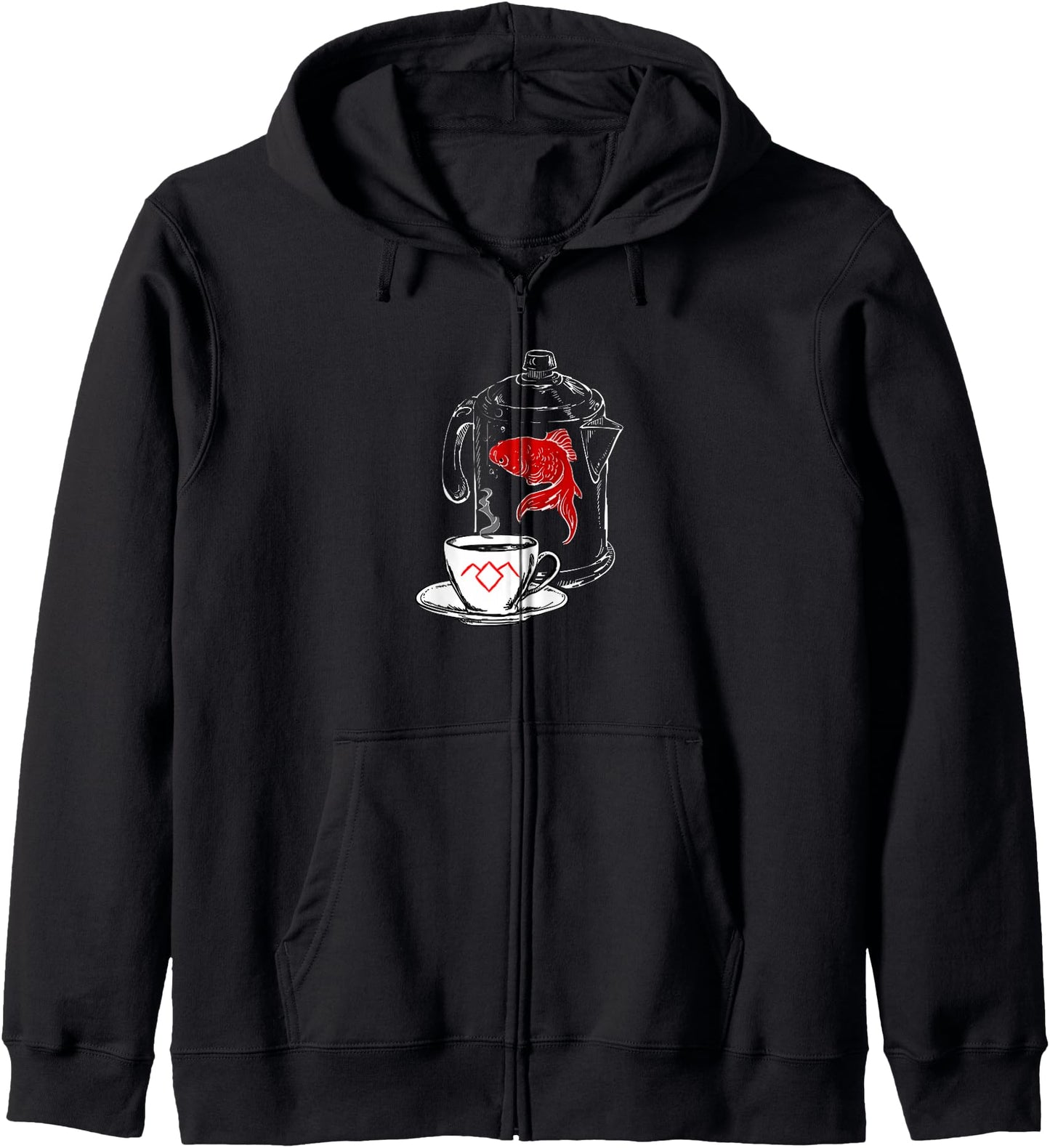 Twin Peaks Coffee Cup And Fish Outlines Zip Hoodie
