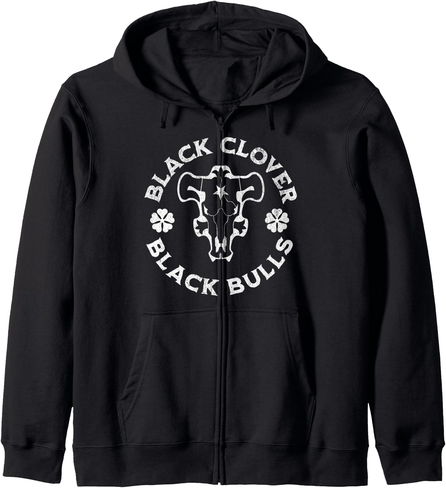 Distressed Black Anime Clover Black Bulls Hoodie