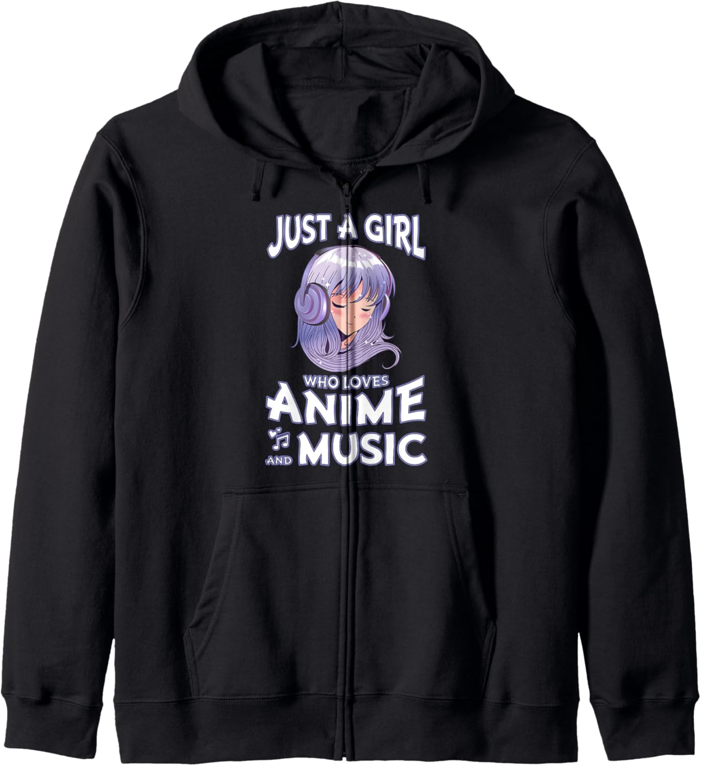Just A Girl Who Loves Anime and Music Teen Girls Anime Merch Hoodie