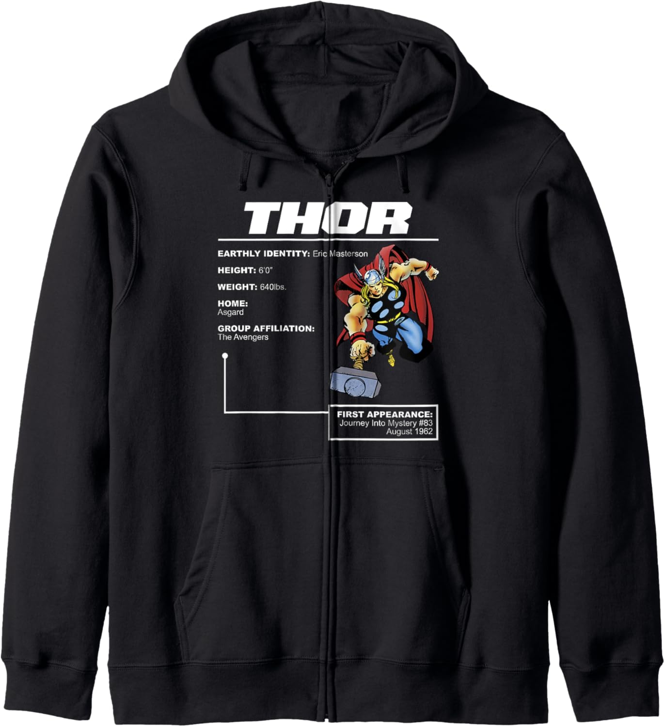 Marvel Thor Stats Poster Zip Hoodie