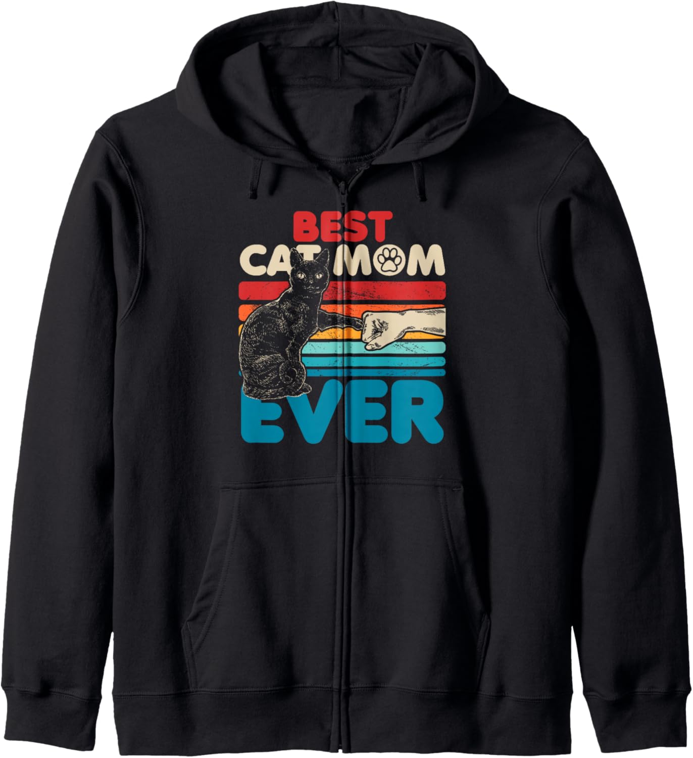 Cat Mom and Cat Fist Bump Cat Mother's Day Cat Lover Owner Zip Hoodie