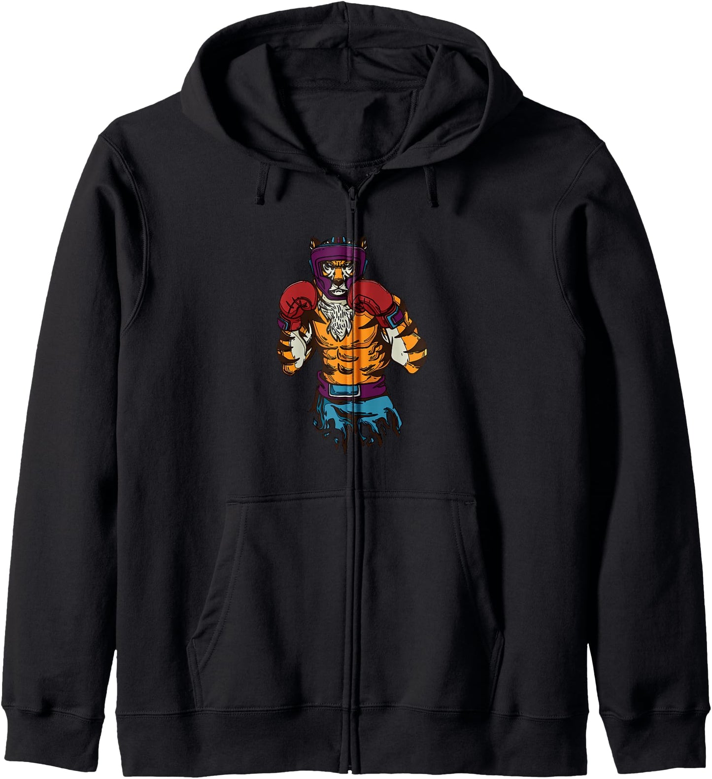 Cartoon Tiger Superhero Vibrant Character For Adults Zip Hoodie