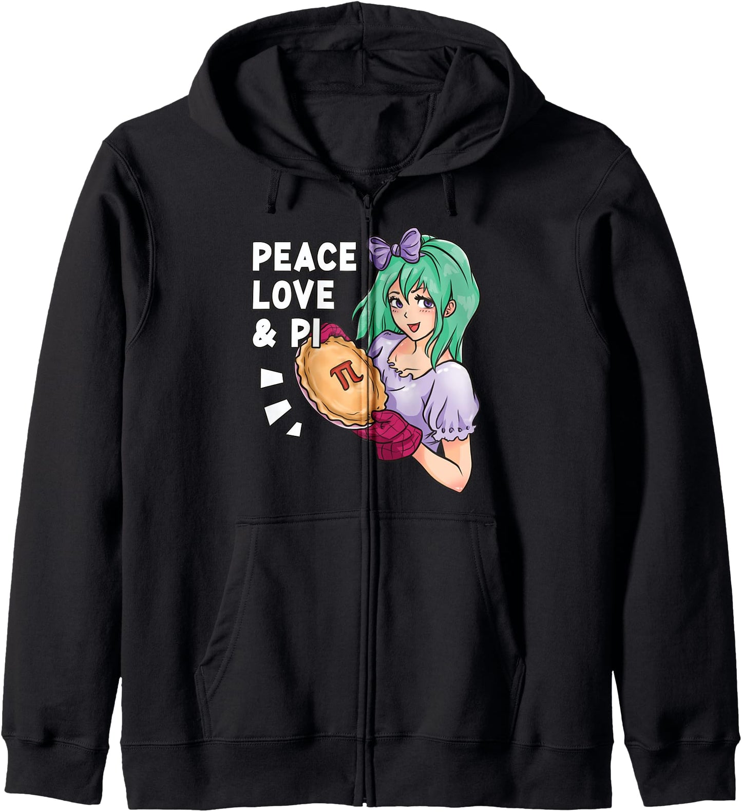 Peace Love And Pi - March 14th Pi Day Anime Math Hoodie