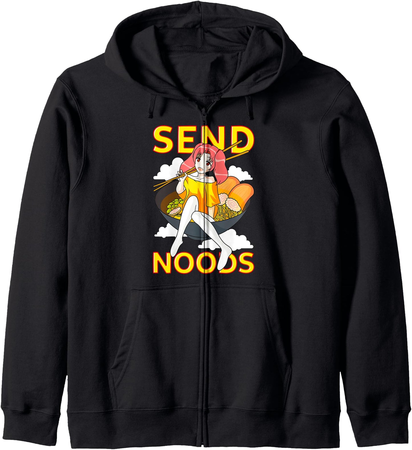 Funny quote send me noods kawaii, Japanese Anime Manga Zip Hoodie