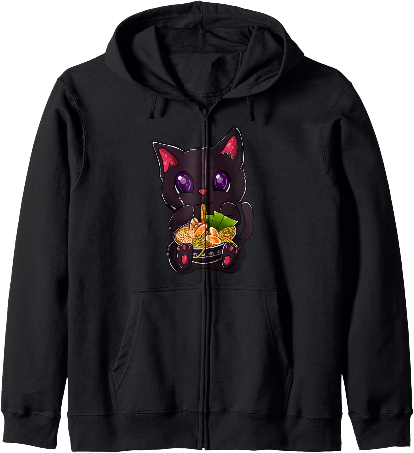 Kawaii Ramen Cat, Japanese Neko Noodle Funny Anime Hoodie