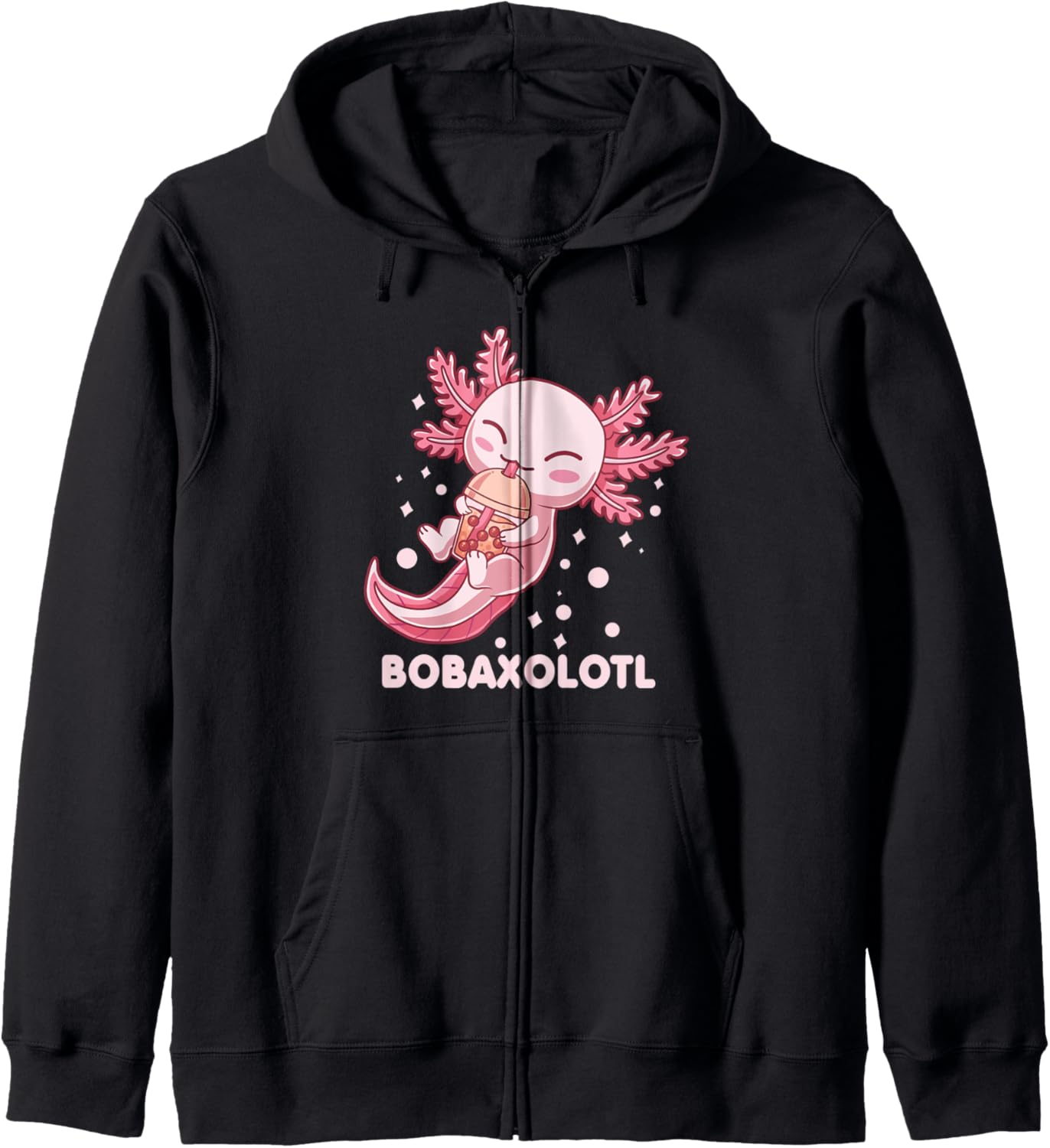 Funny Bobaxolotl Boba Tea Bubble Milk Kawaii Axolotl Anime Zip Hoodie