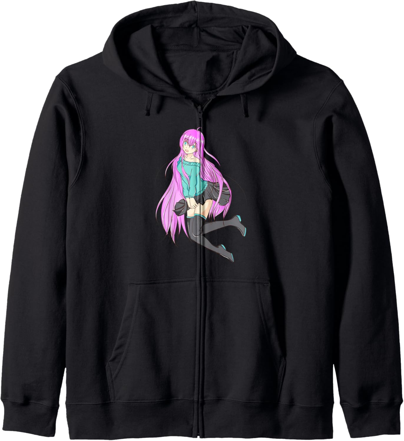 Sexy Schoolgirl - Cute Japanese Anime Zip Hoodie