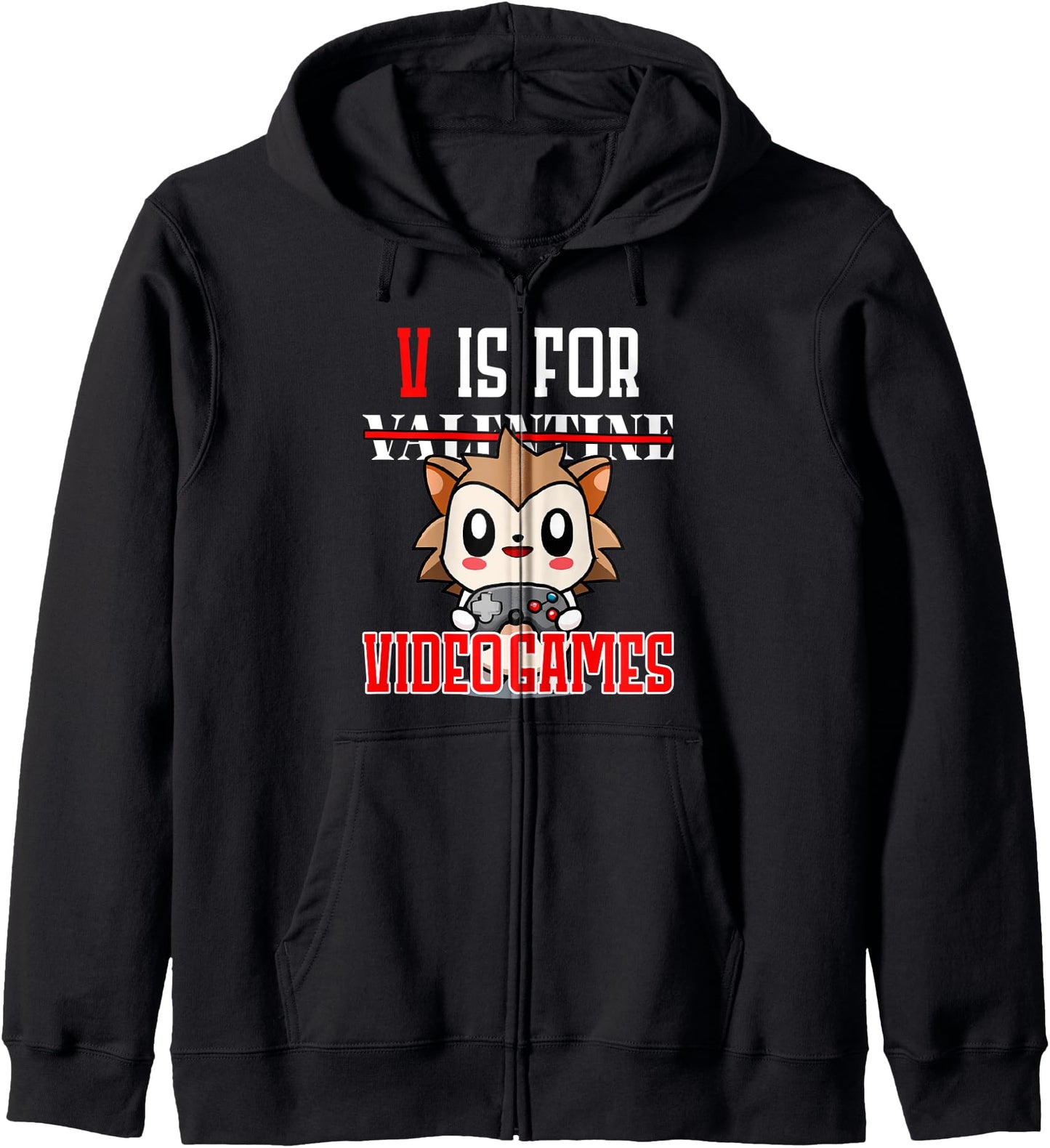 V Is For Video Games Valentines Day Kawaii Hedgehog Anime Hoodie