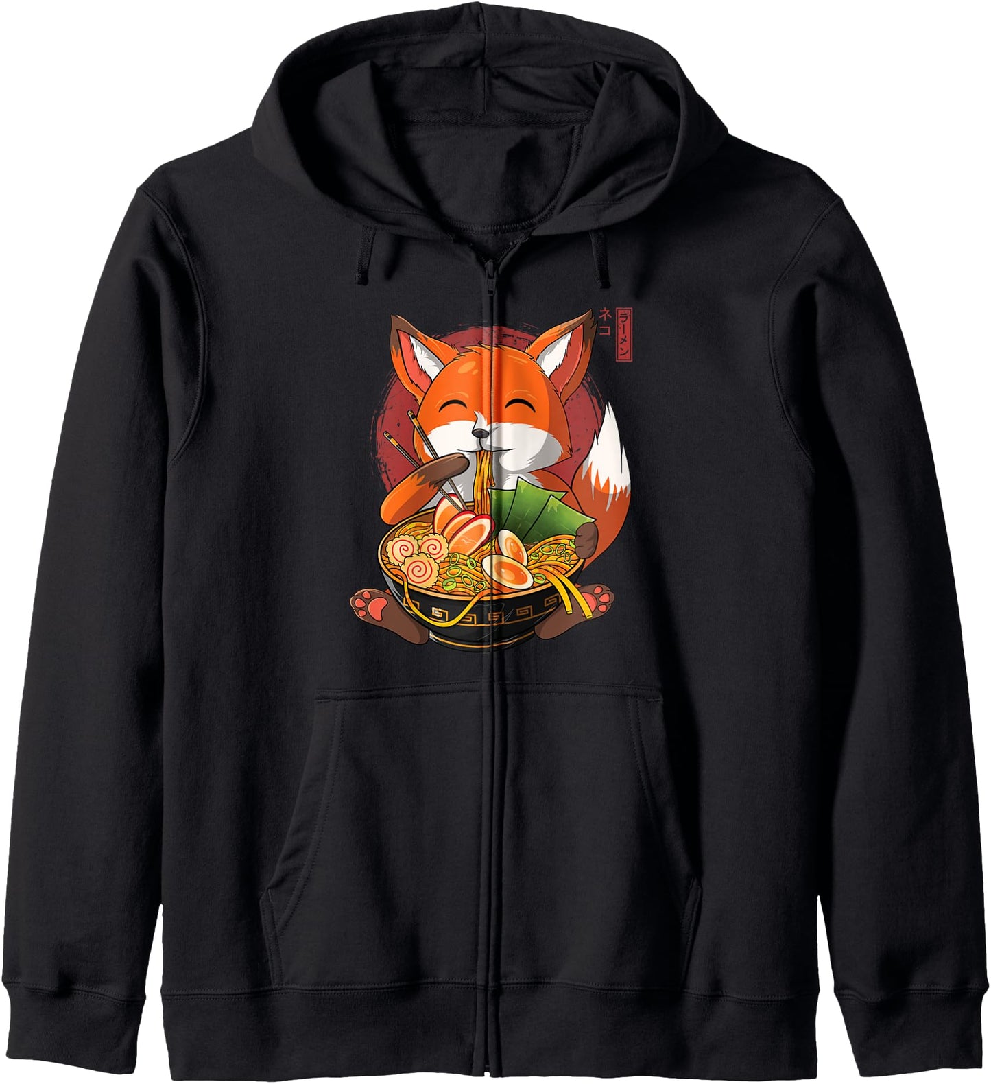 Kawaii Ramen Fox, Japanese Neko Noodle Funny Anime Fox Hoodie