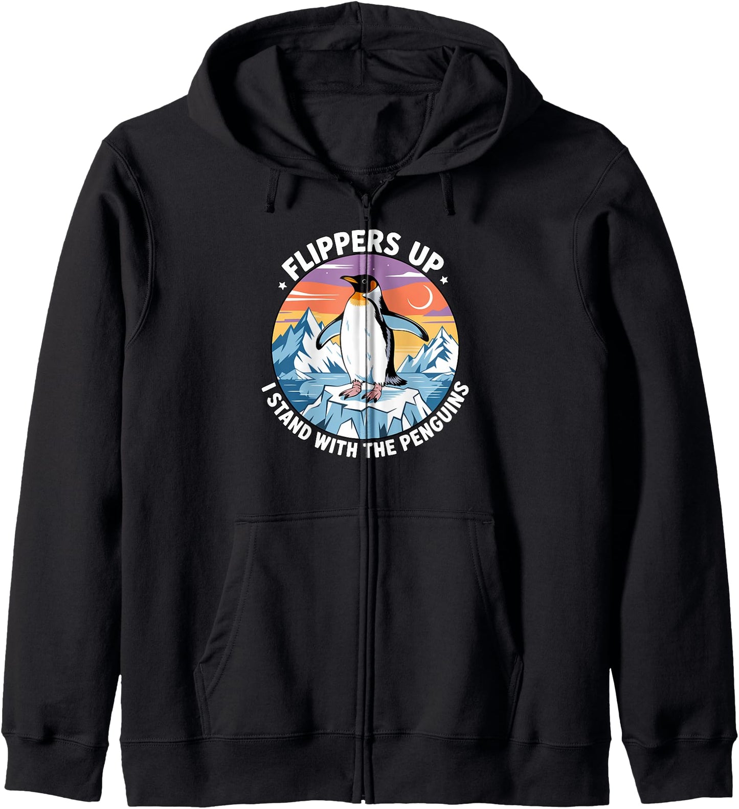 Flippers Up I Stand With The Penguins Zip Hoodie
