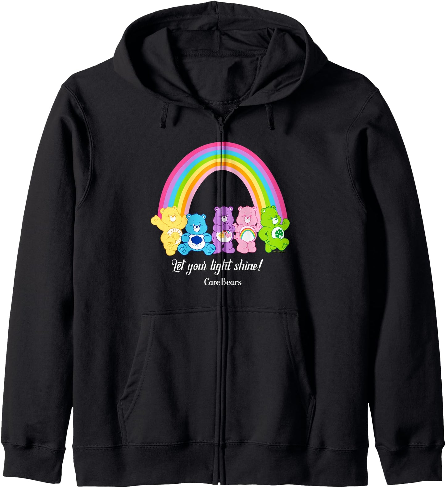 Care Bears Let Your Light Shine Vintage Rainbow Group Poster Zip Hoodie